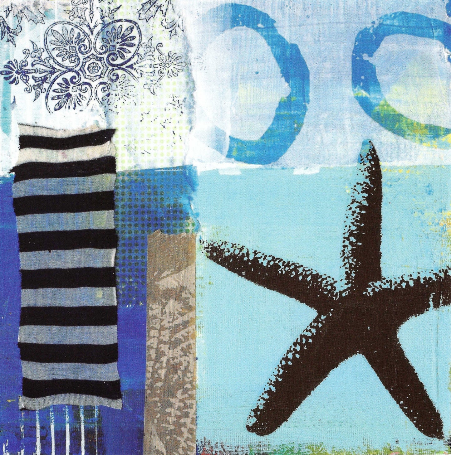 ACTEtre Starfish Art Nautical Postcard by Anna Flores with lacquer details
