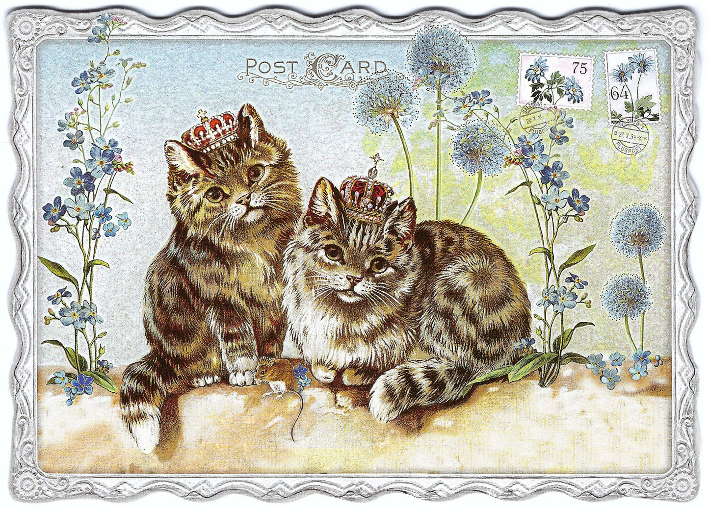 Auguri by Barbara Behr - Cat - Cats - Flowers - Postcard