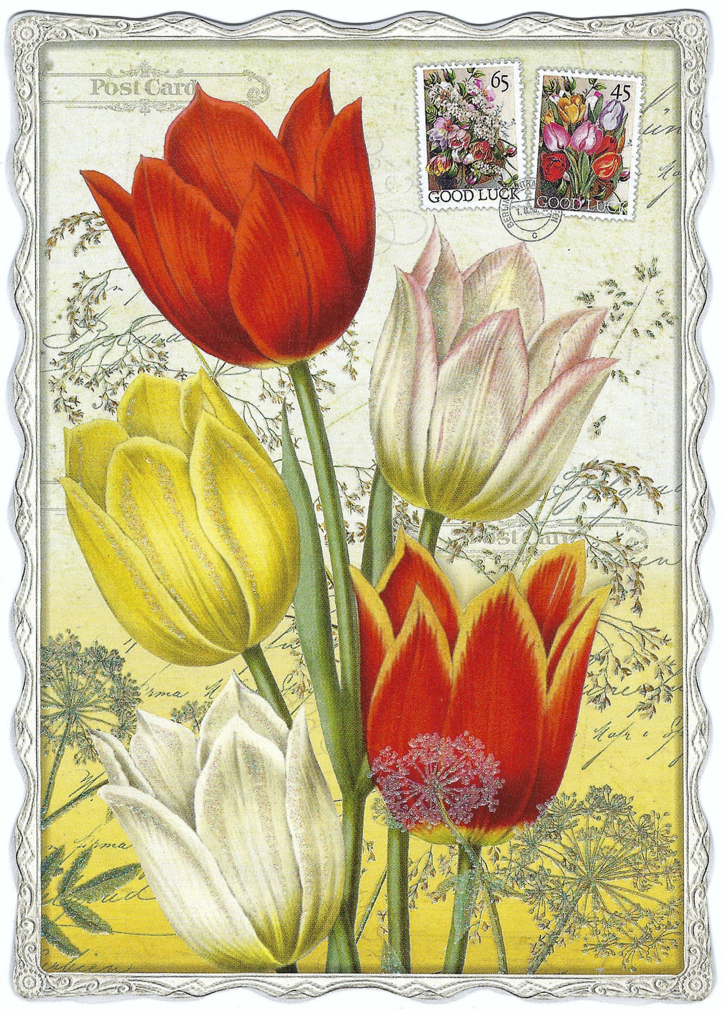 Auguri by Barbara Behr - Tulips - Stamps - Postcard
