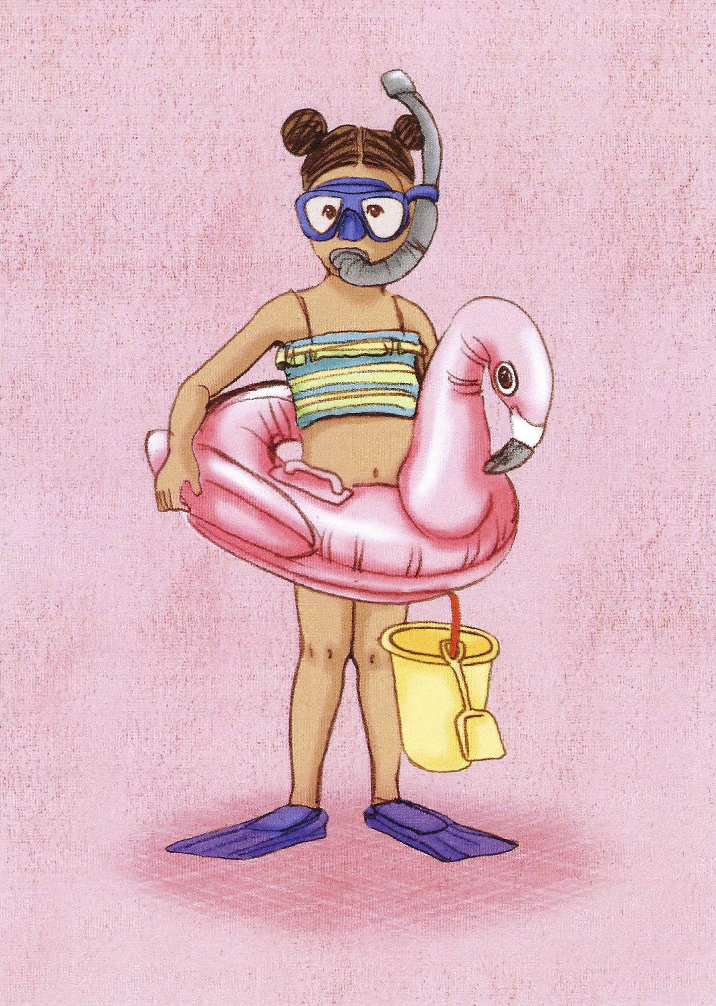 Belle & Boo - Flamingo Girl - Beach- Bucket - Snorkel - Postcard