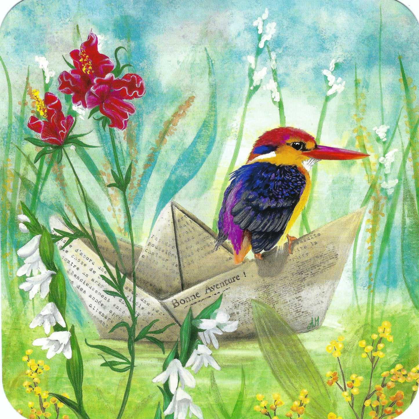 CODE CINQ - The Kingfisher - Paper Boat - Origami - Postcard
