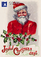L.M. Kartenvertrieb - Christmas - Santa Claus - Holly - 3D Postcard