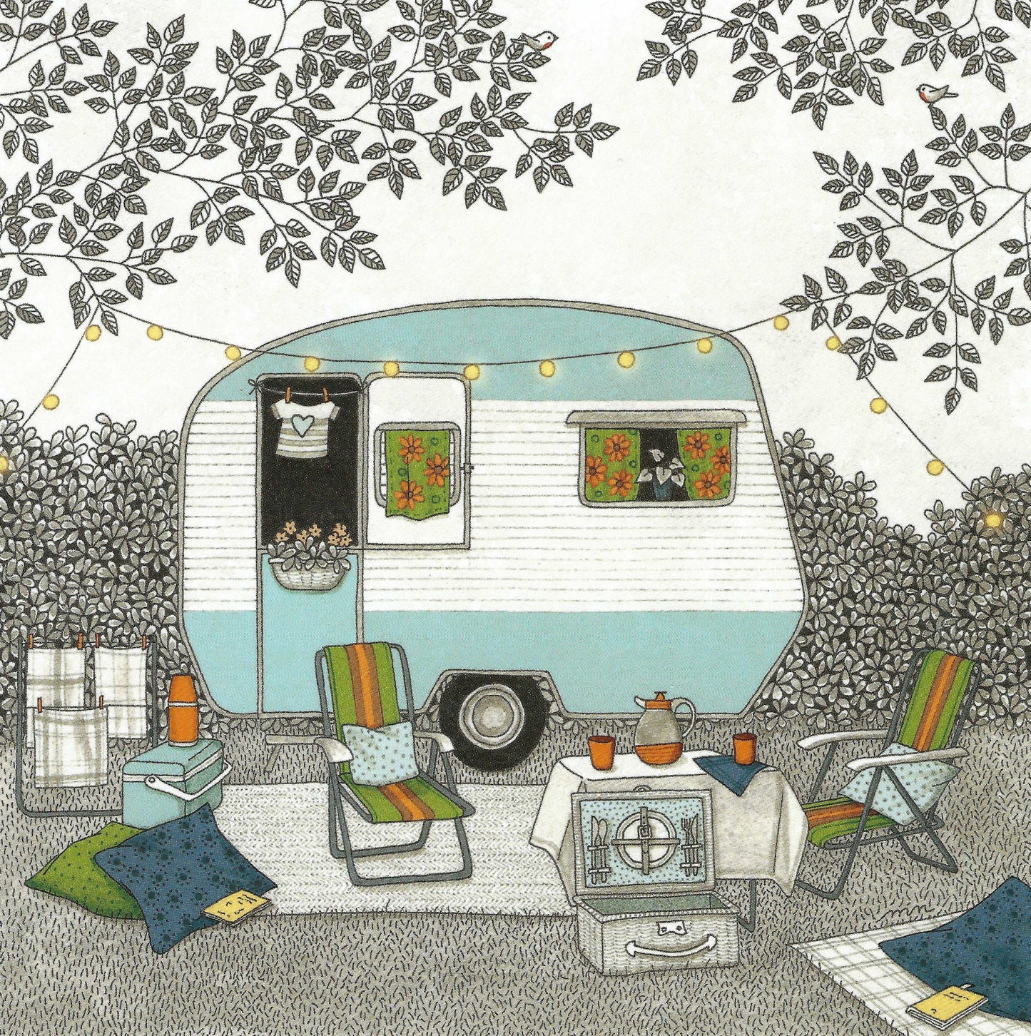 Camper - Campsite Postcard by Editions Titi Pinson - Myriam Nion