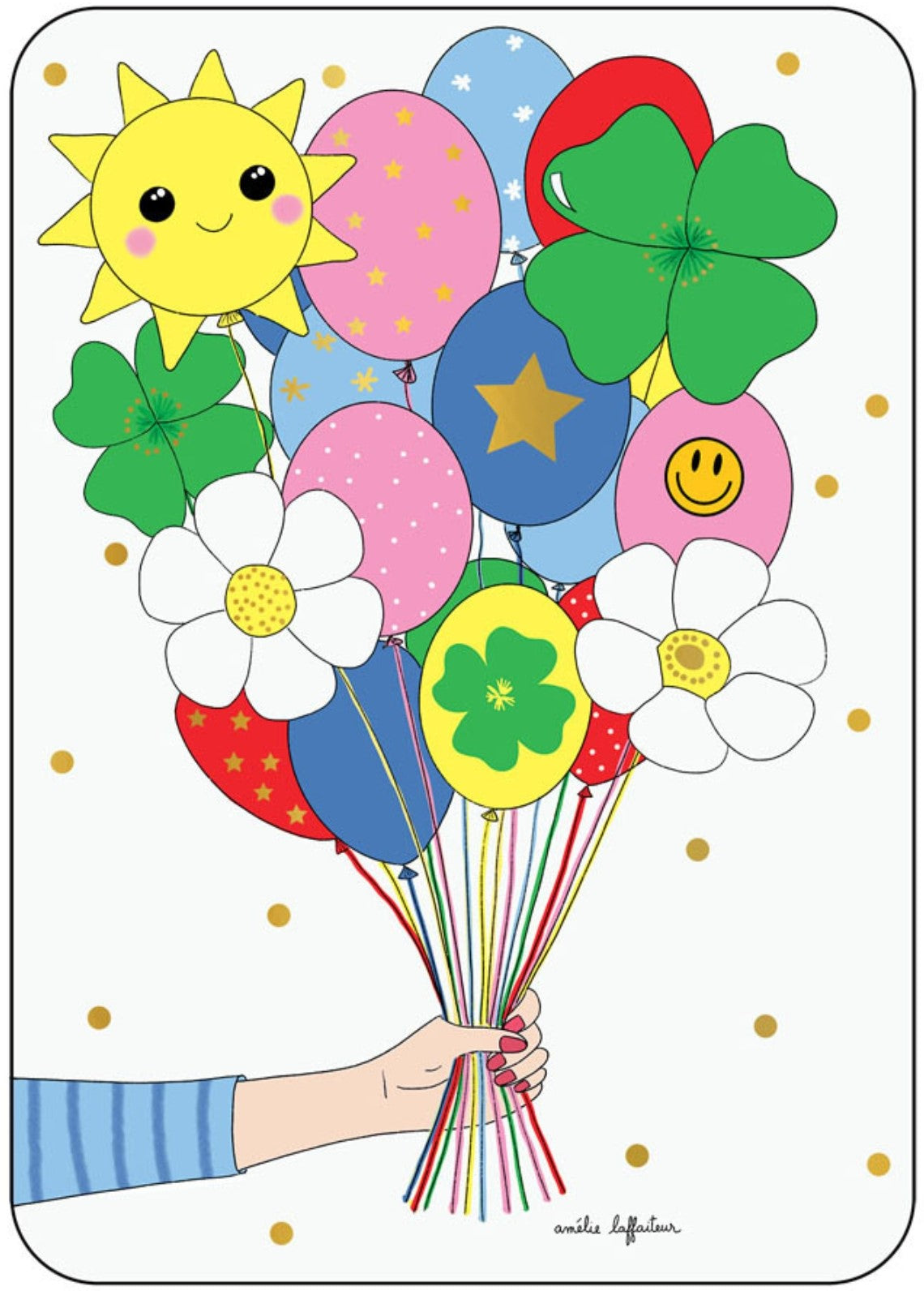 Cartes d'Art - Balloons and Happiness - Postcard with foil details