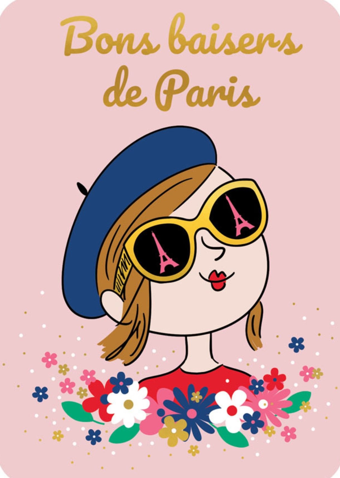 Cartes d'Art - Bons Baisers de Paris (Kisses from Paris) - Postcard with gold foil details