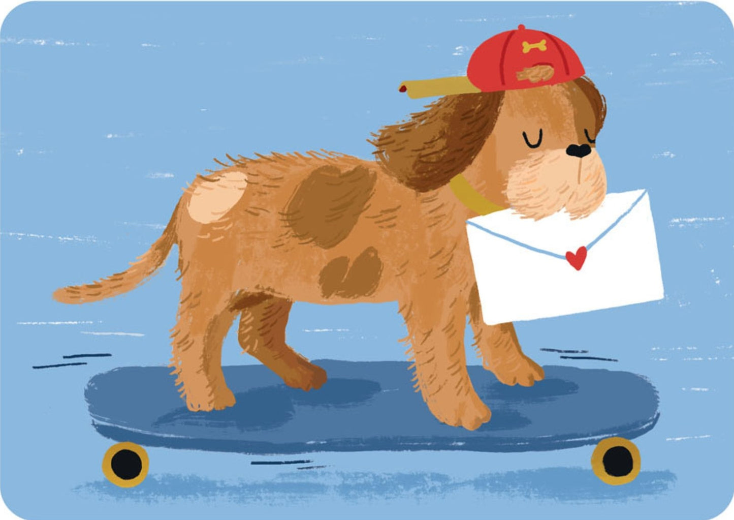Cartes d'Art - Dog - Skateboard - Faithful Messenger - Postcard with gold foil details