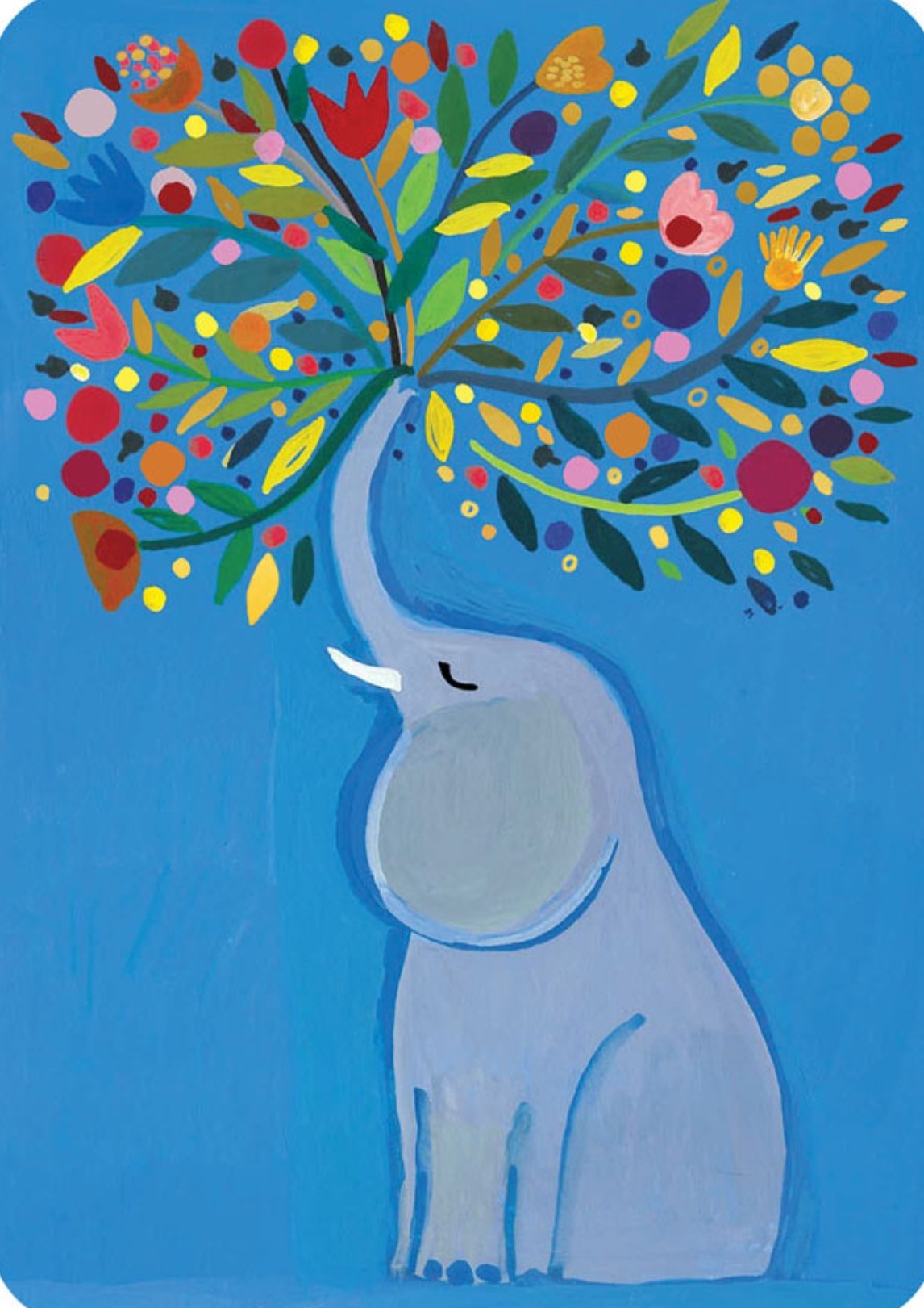 Cartes d'Art - Elephant - Flowers - Floral - Happiness - Postcard with foil details