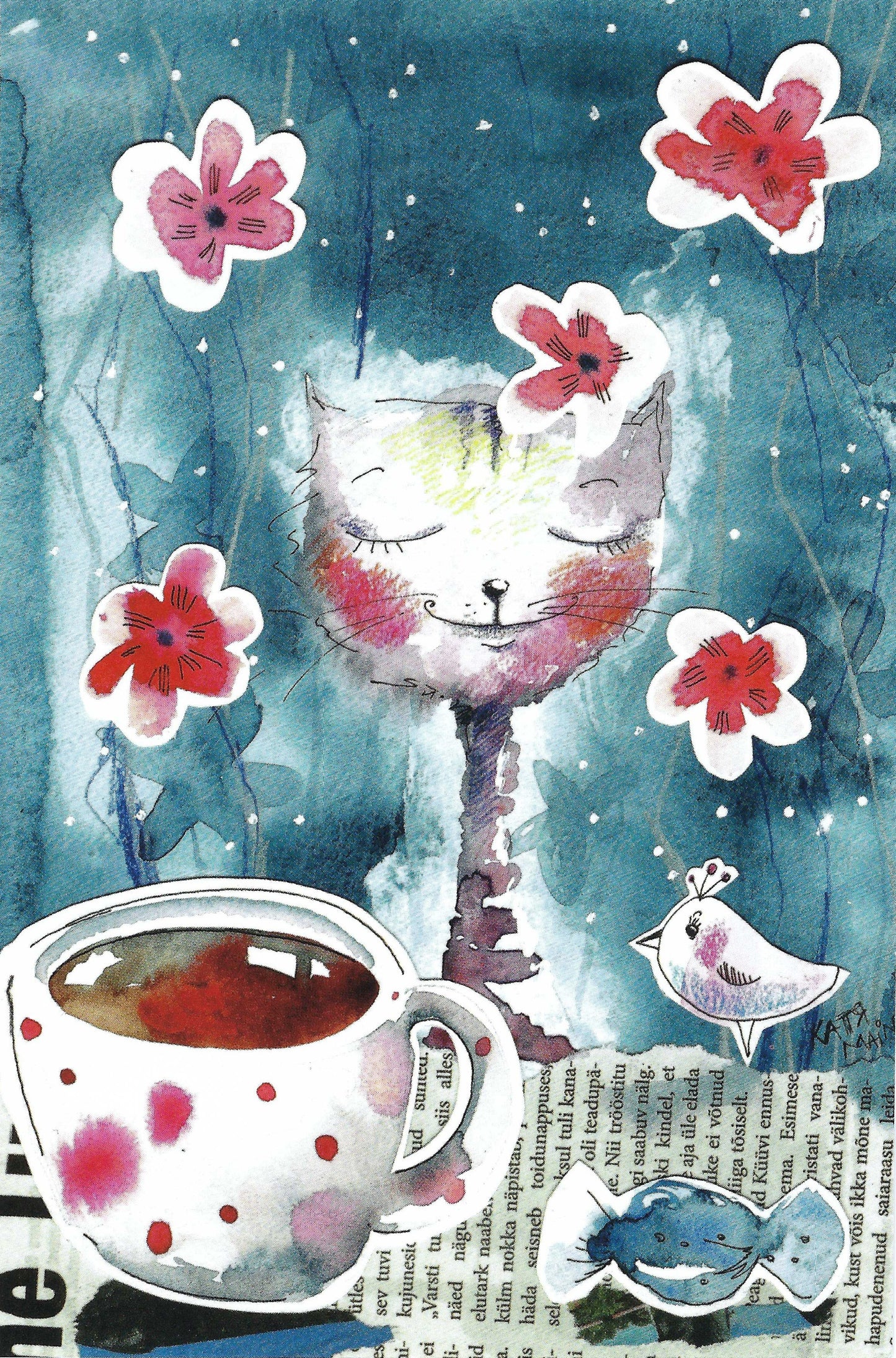 Cat Postcard - Breakfast at Tiffanys - Postcardsee