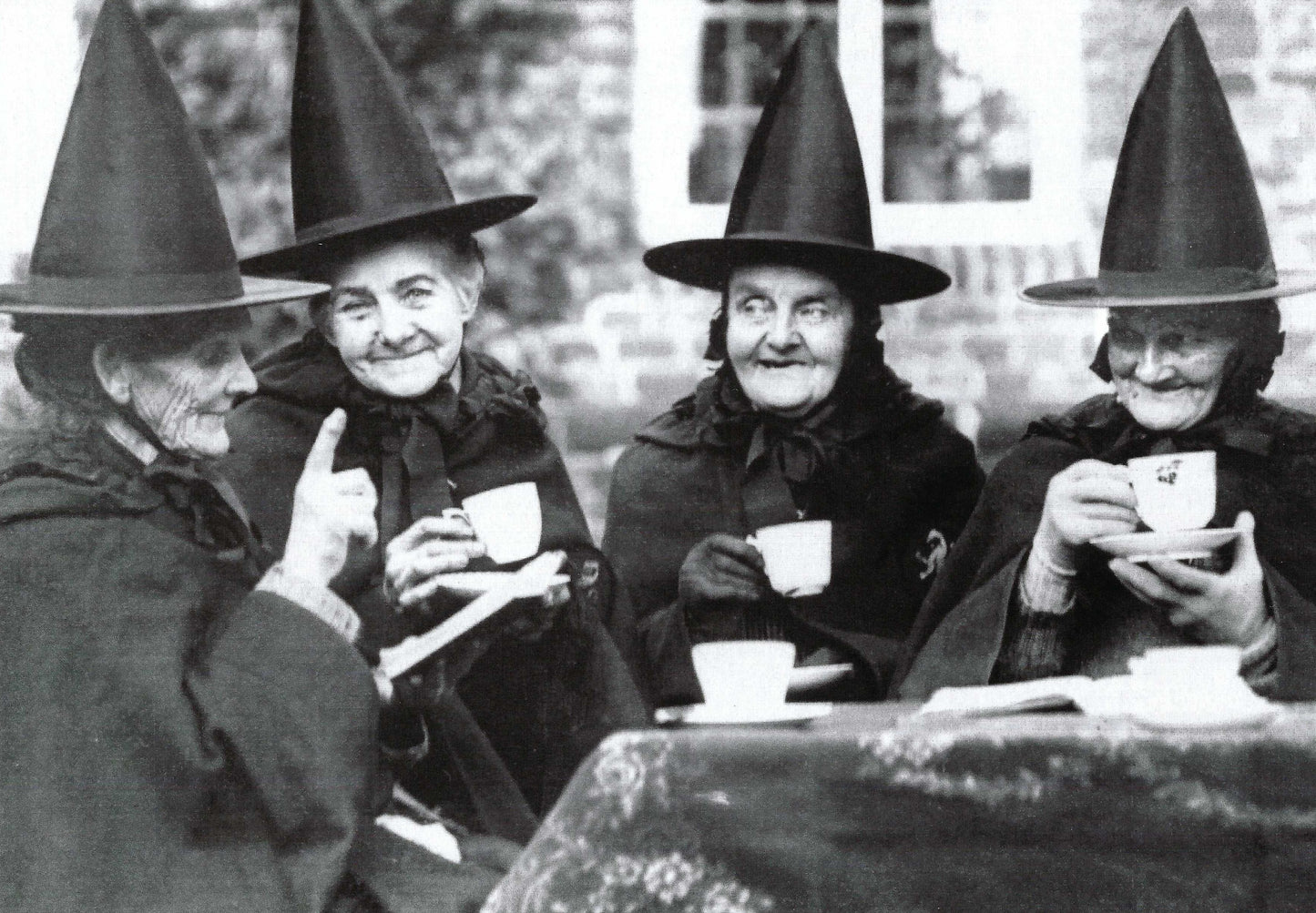 Witch Postcard - Witches - Tea - Black and White - B&W Photo - by Catch Publishing