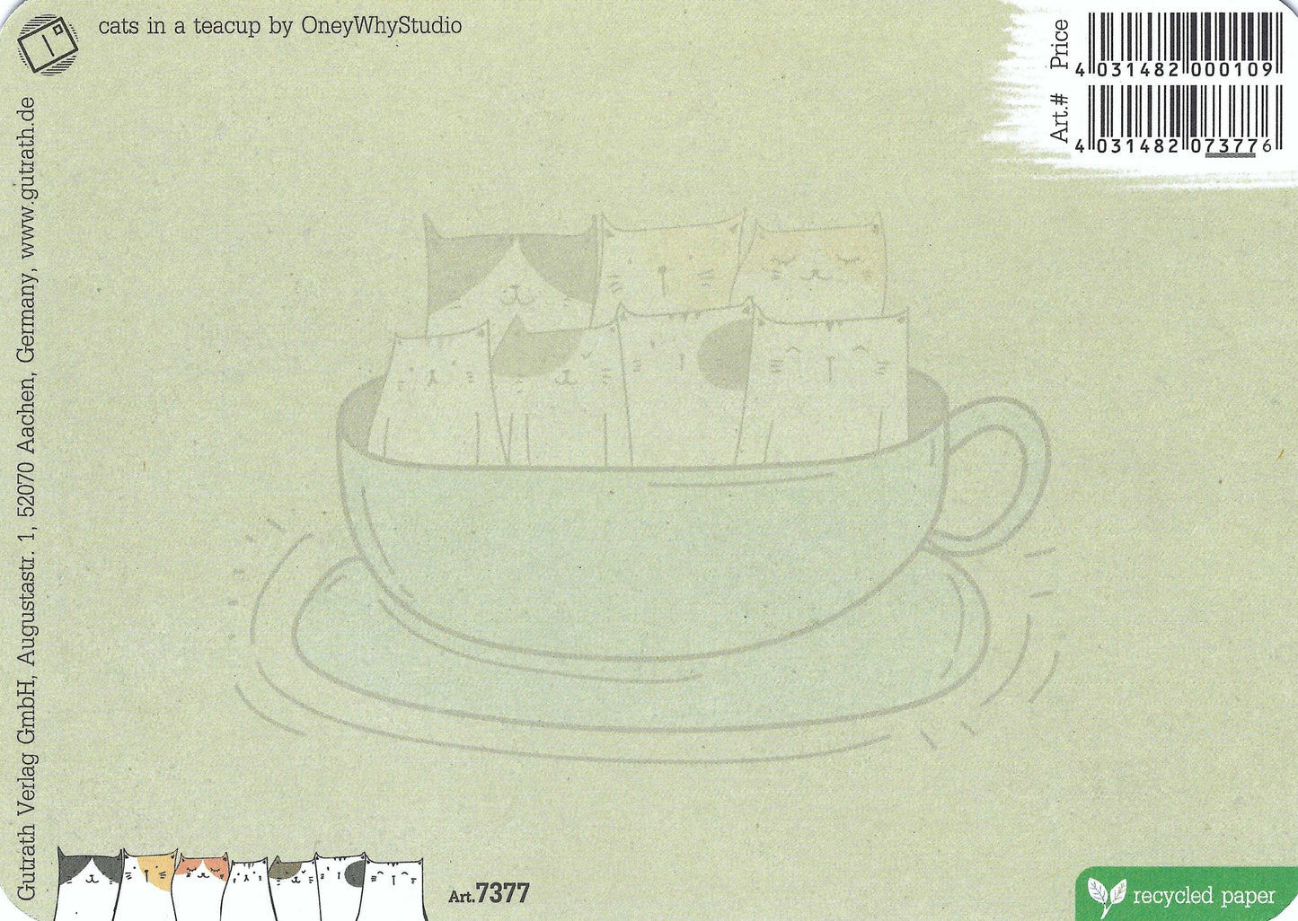 Cats in a Teacup - Cat Postcard by Gutrath Verlag
