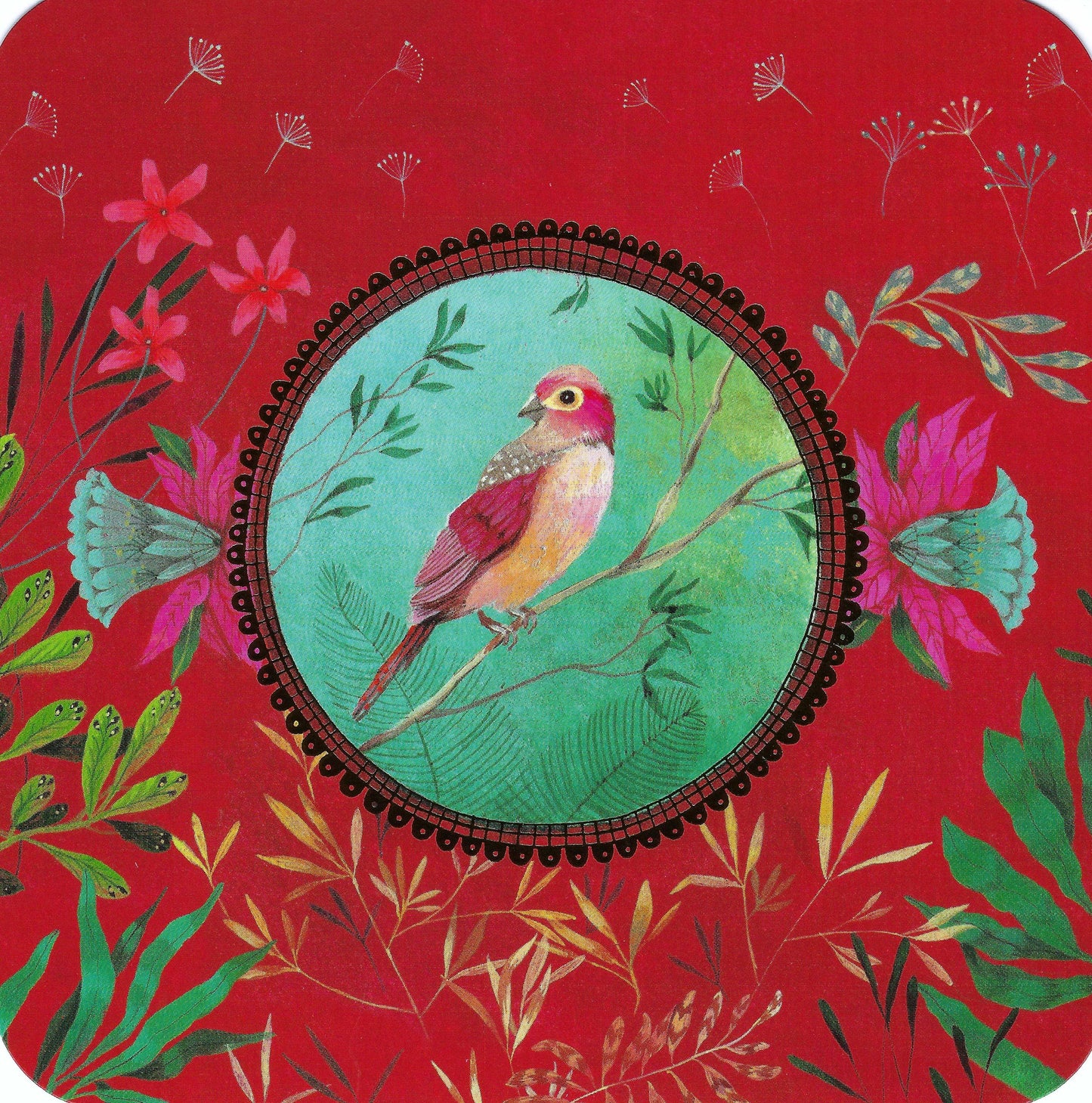 Correspondances - Izou - The Pink Bird - Flowers - Postcard