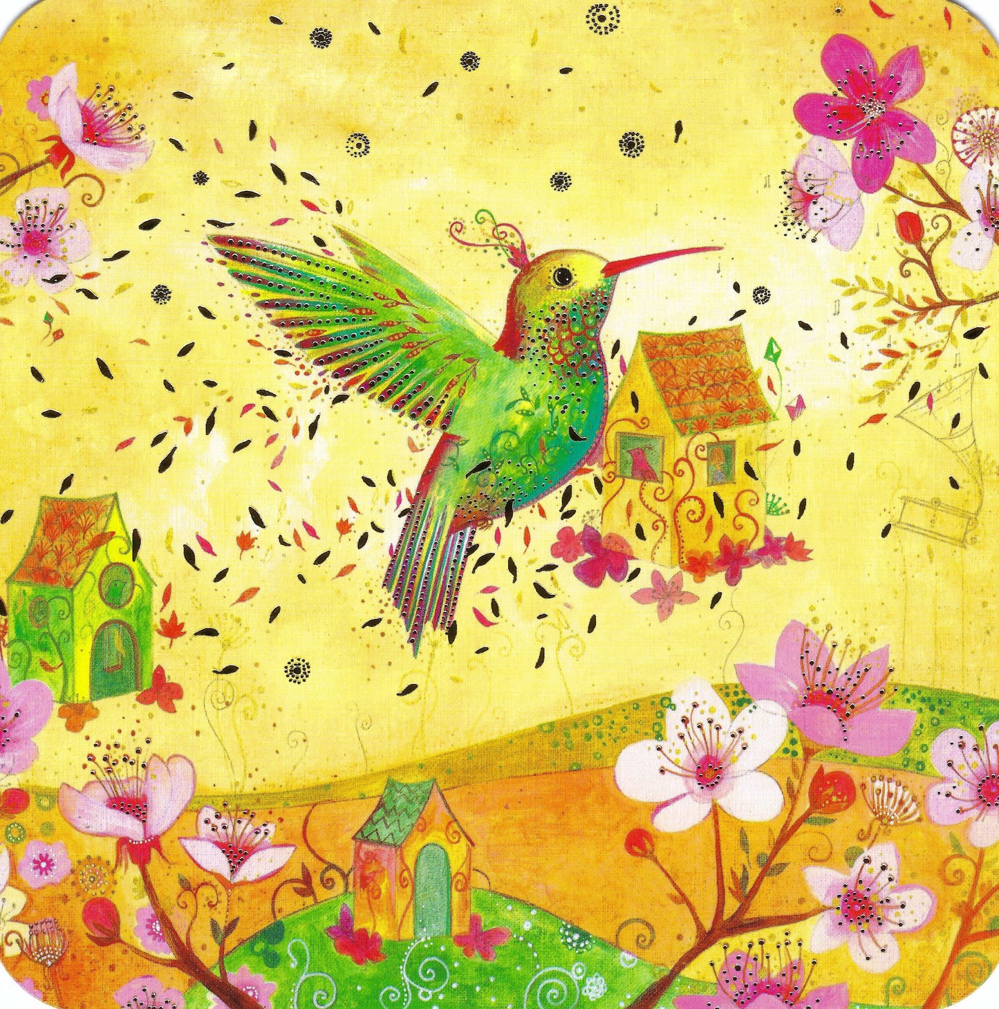 Correspondances -Jehanne Weyman - Hummingbird - Flowers - Postcard