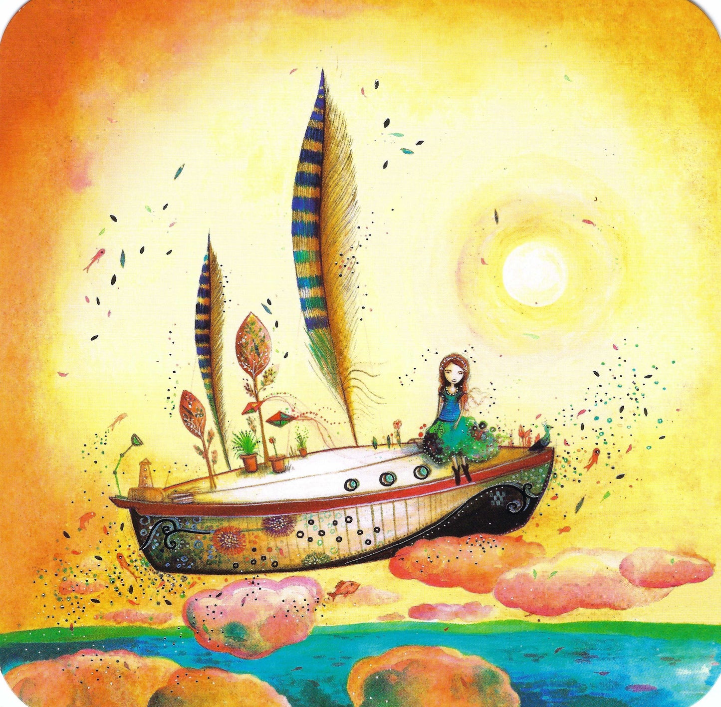 Correspondances -Jehanne Weyman - The Feather Boat - Postcard