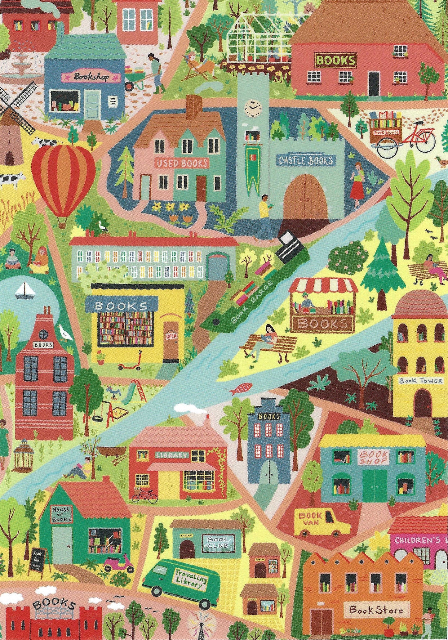 Book Club Postal Pack - Mix of Book-themed Postcards, Stickers and Washi Tape