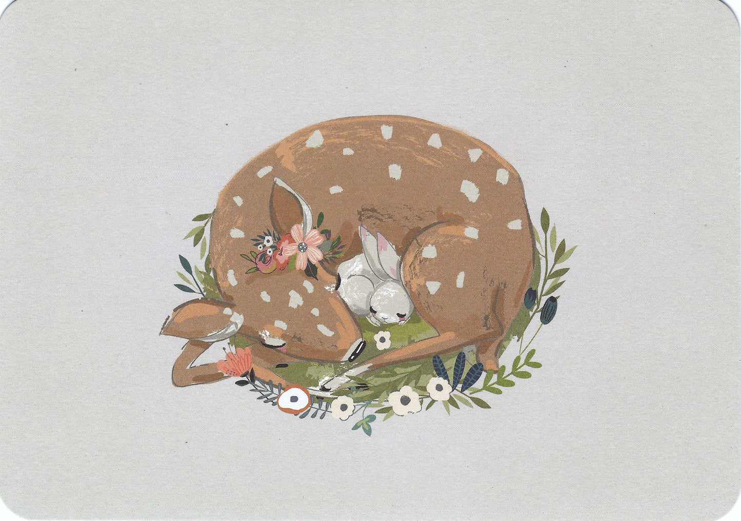 Deer and Rabbit Postcard by Gutrath Verlag