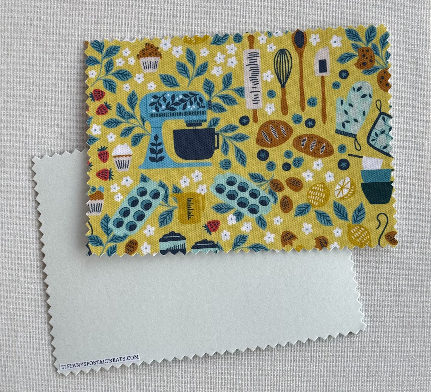 Baking Retro Fabric Postcard