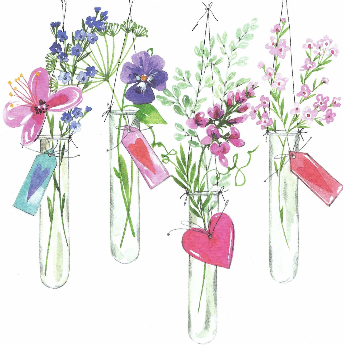 Edition Gollong - Kerstin Heß - Flowers in Jars - Hearts - Postcard