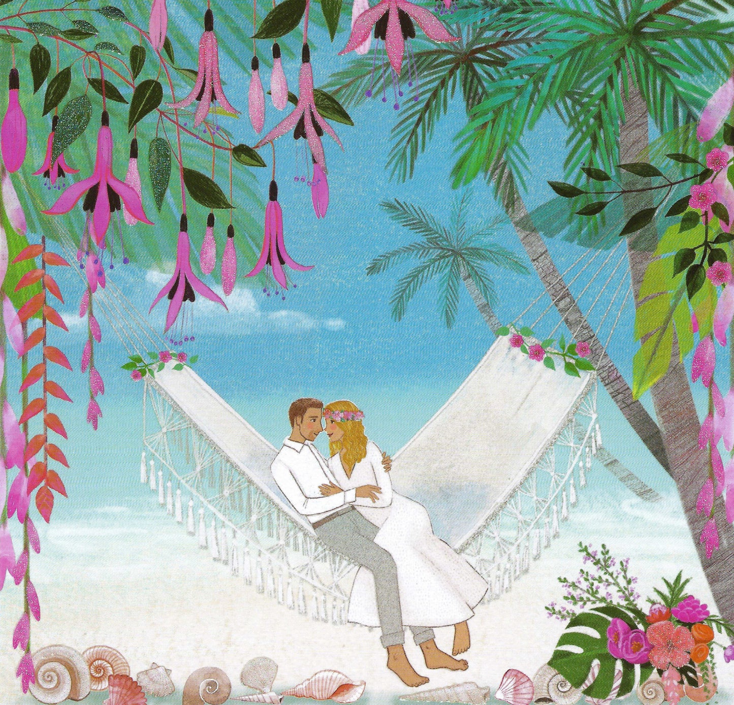 Mila Marquis - Wedding Postcard - Couple - Love - Bride - Groom - Beach - Hammock - Postcard