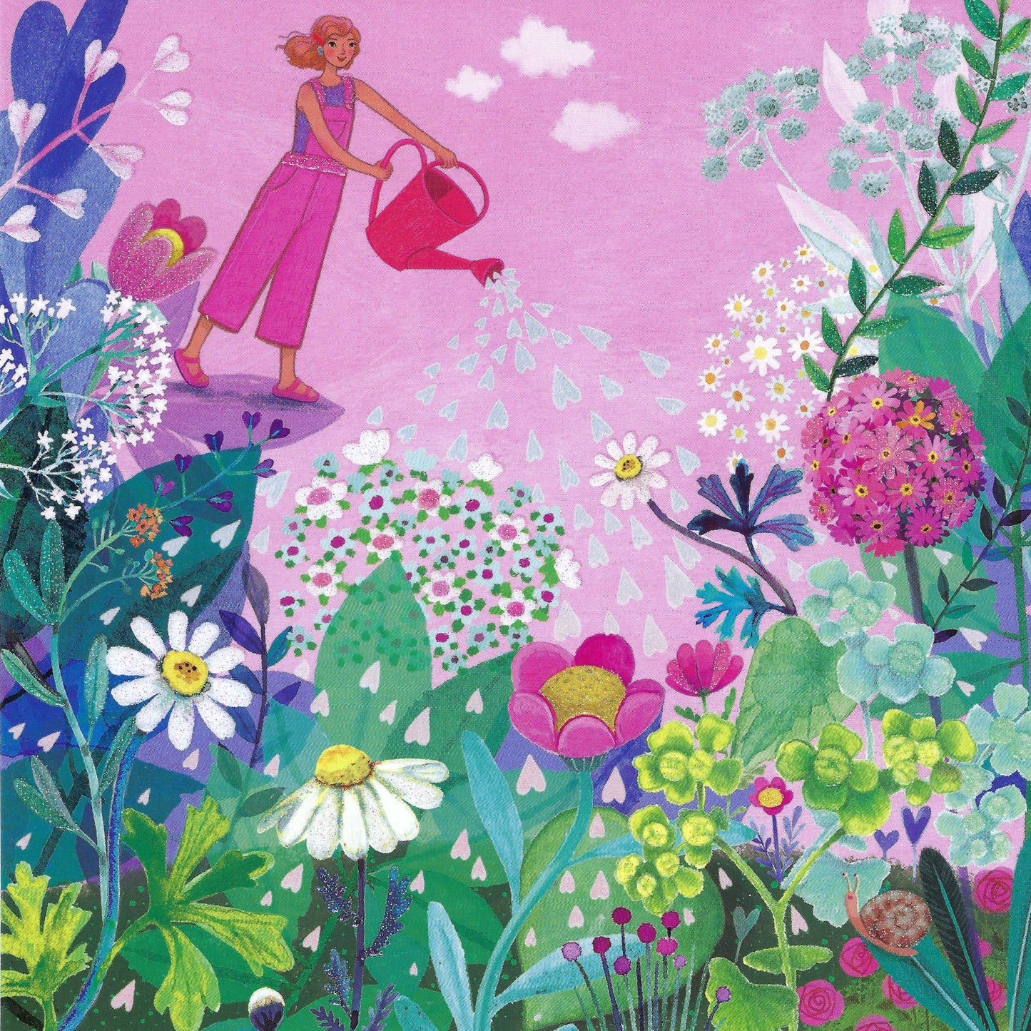 Edition Gollong - Mila Marquis - Flower Garden - Woman Watering Garden - Flowers - Postcard