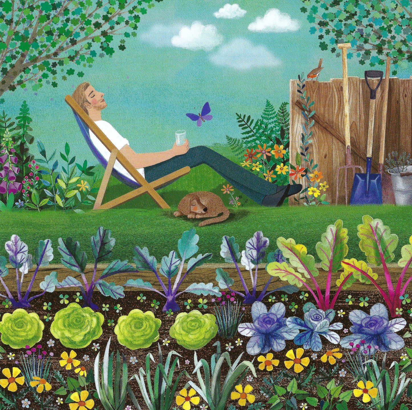 Edition Gollong - Mila Marquis - Man - Dog - Garden - Postcard
