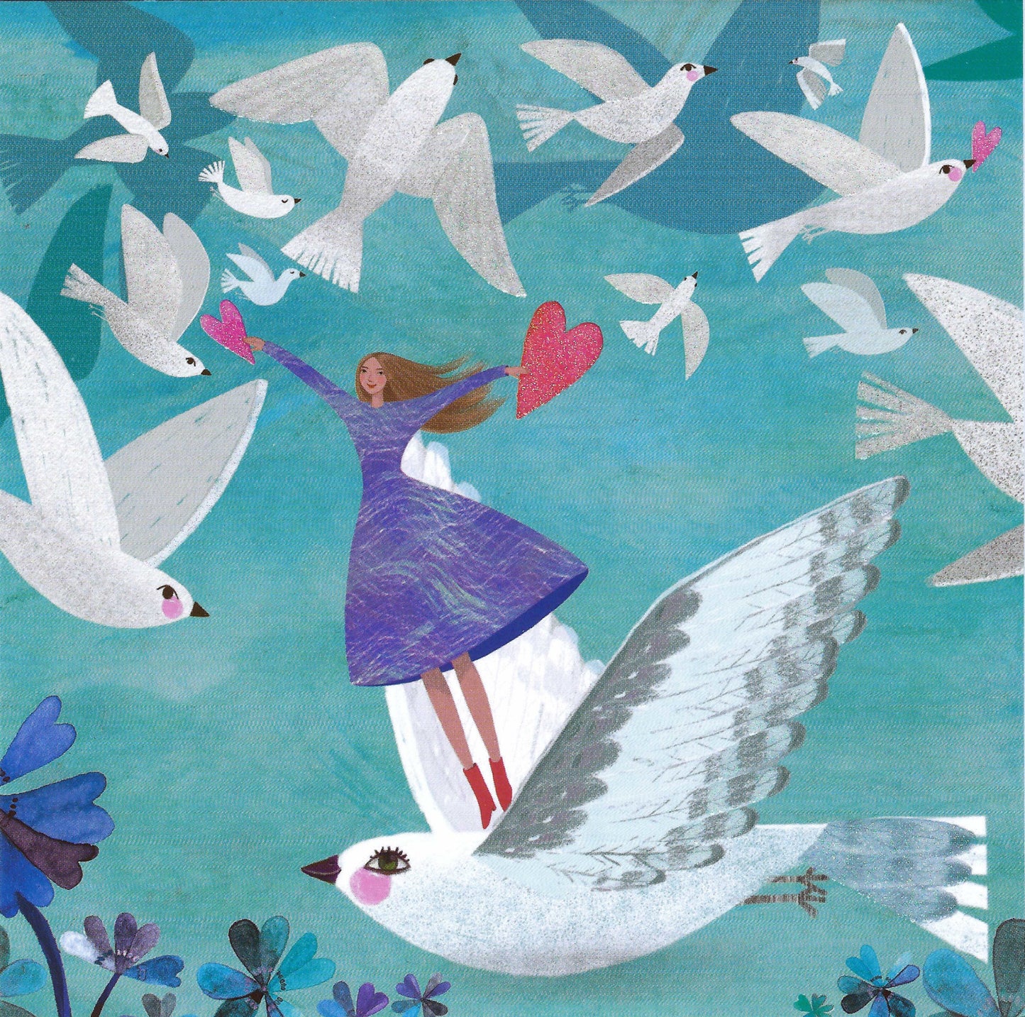 Edition Gollong - Mila Marquis - Woman - Hearts - Birds - Postcard