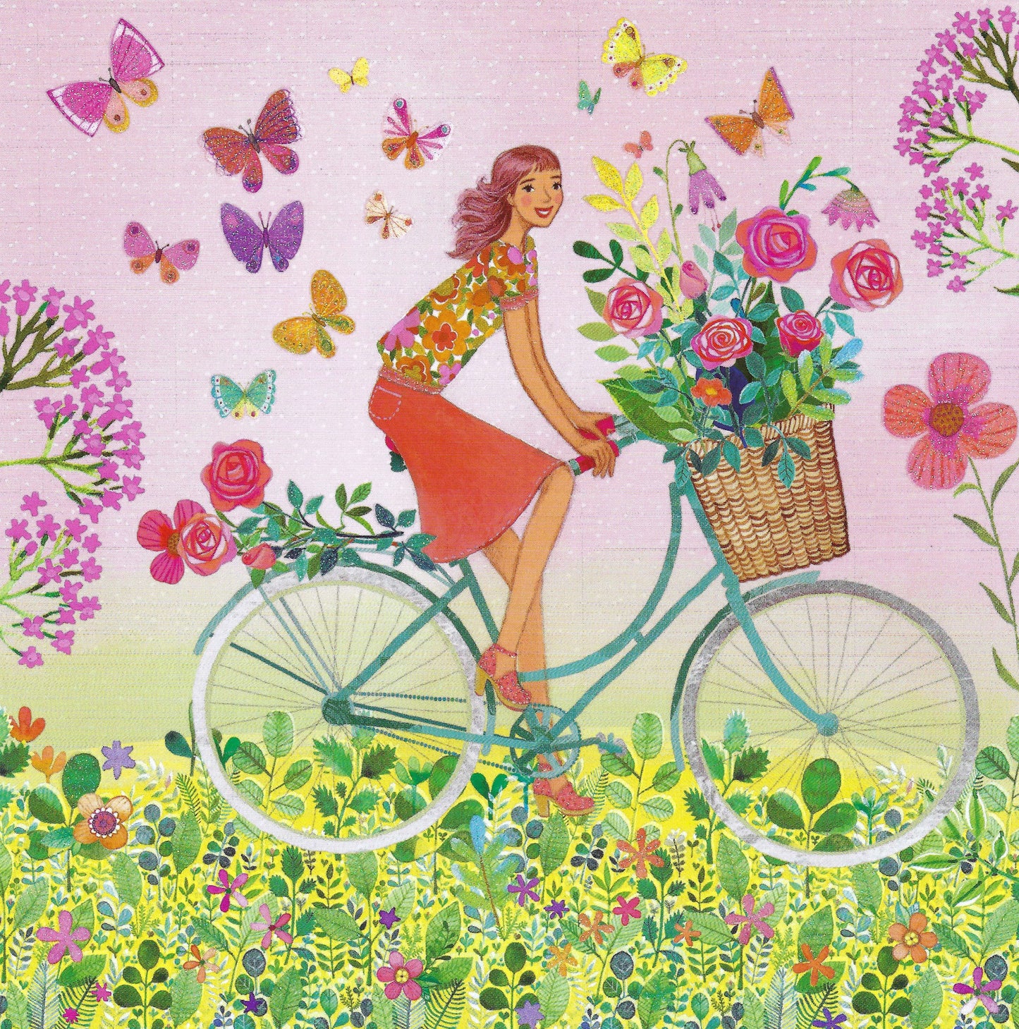 Edition Gollong - Mila Marquis - Woman on Bicycle with Flowers - Postcard