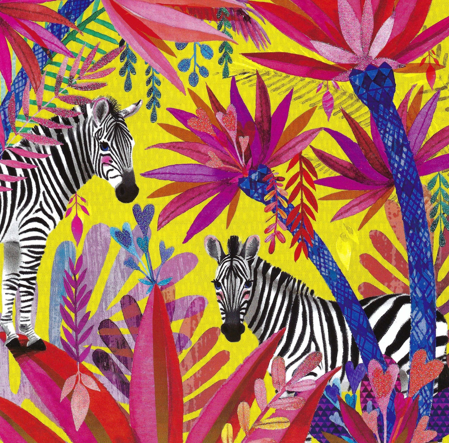Edition Gollong - Mila Marquis - Zebra - Zebras - Postcard with glitter details