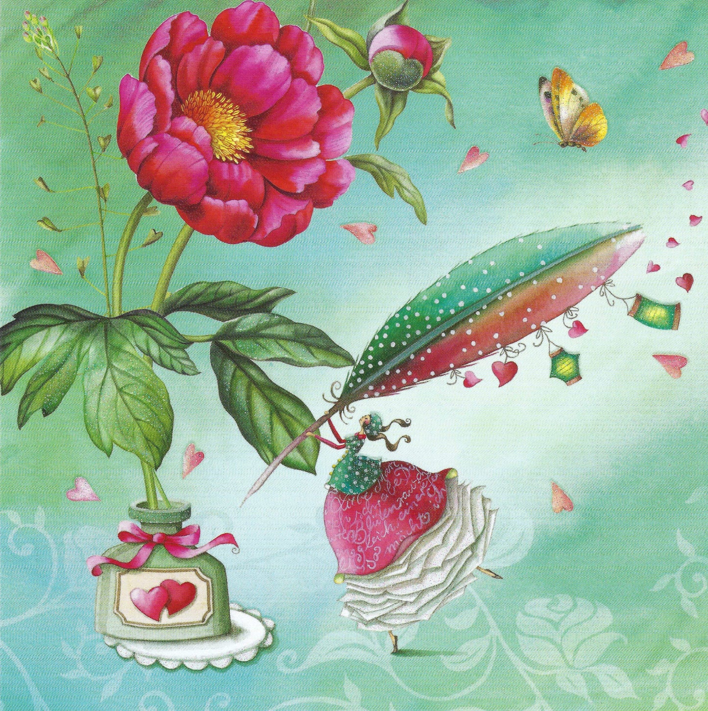 Edition Gollong - Nina Chen - Woman with Feather - Postcard