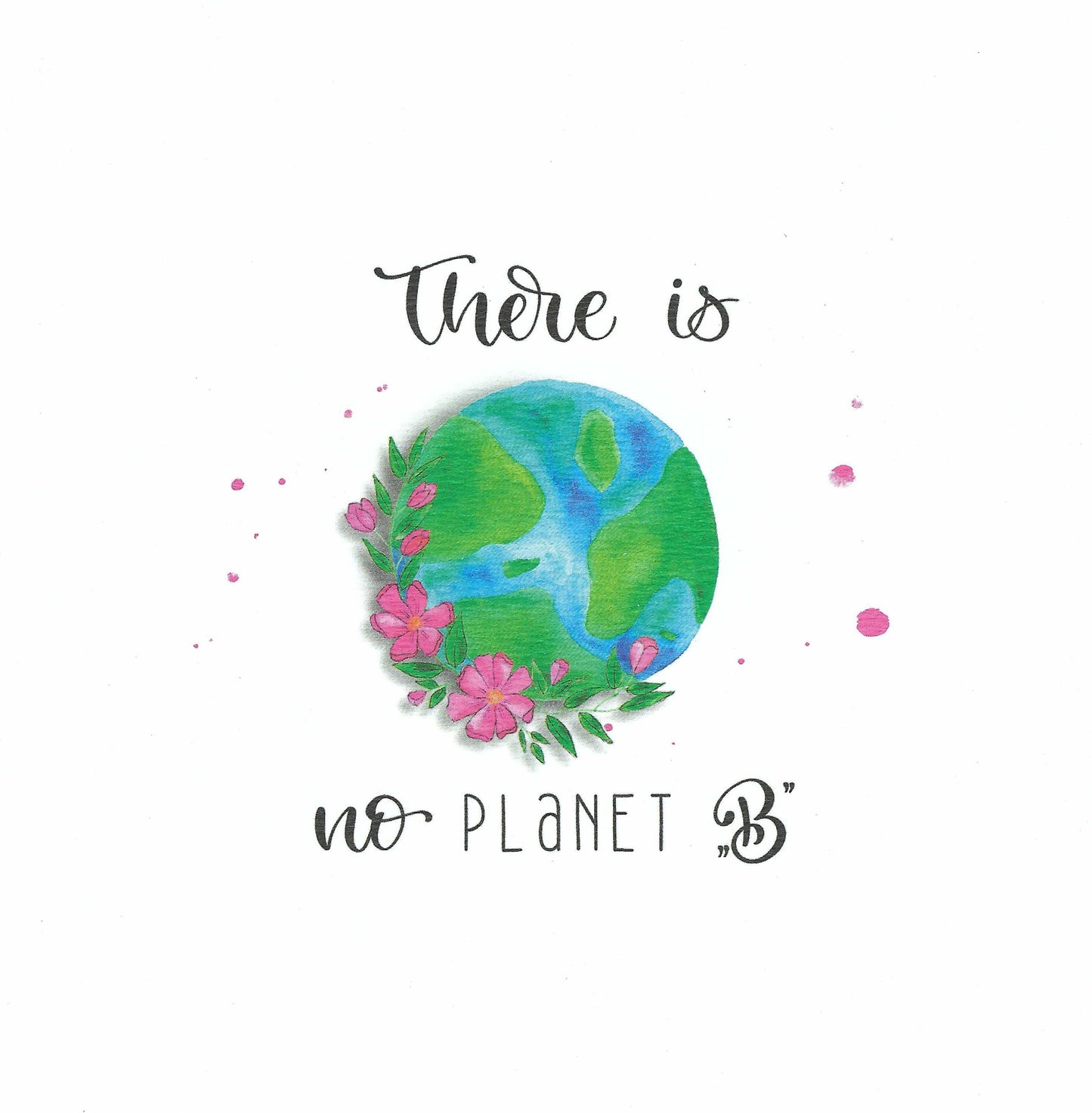 Earth Day - There is No Planet B Postcard by Edition Gollong featuring an illustration of the Earth with floral elements and the text 'There is no Planet B'.