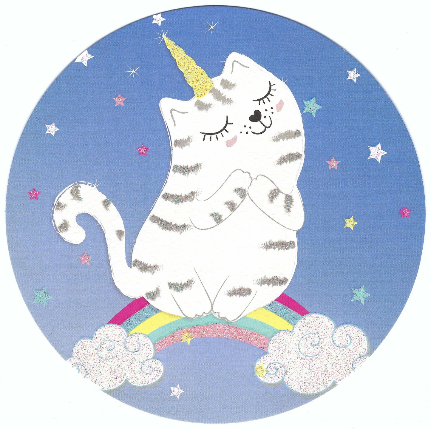 Edition Tausendschön - Caticorn - Cat - Rainbow - Round Postcard