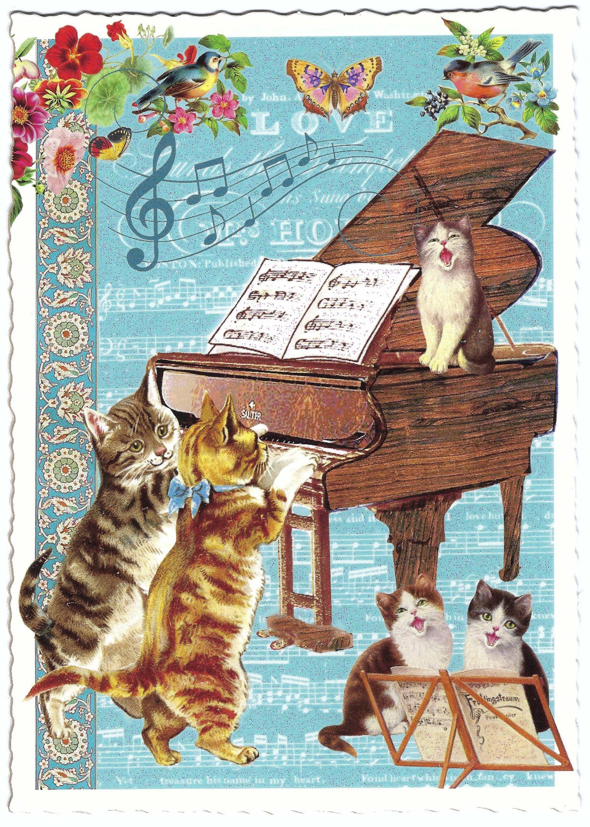 Cats with Piano Postcard by Edition Tausendschön