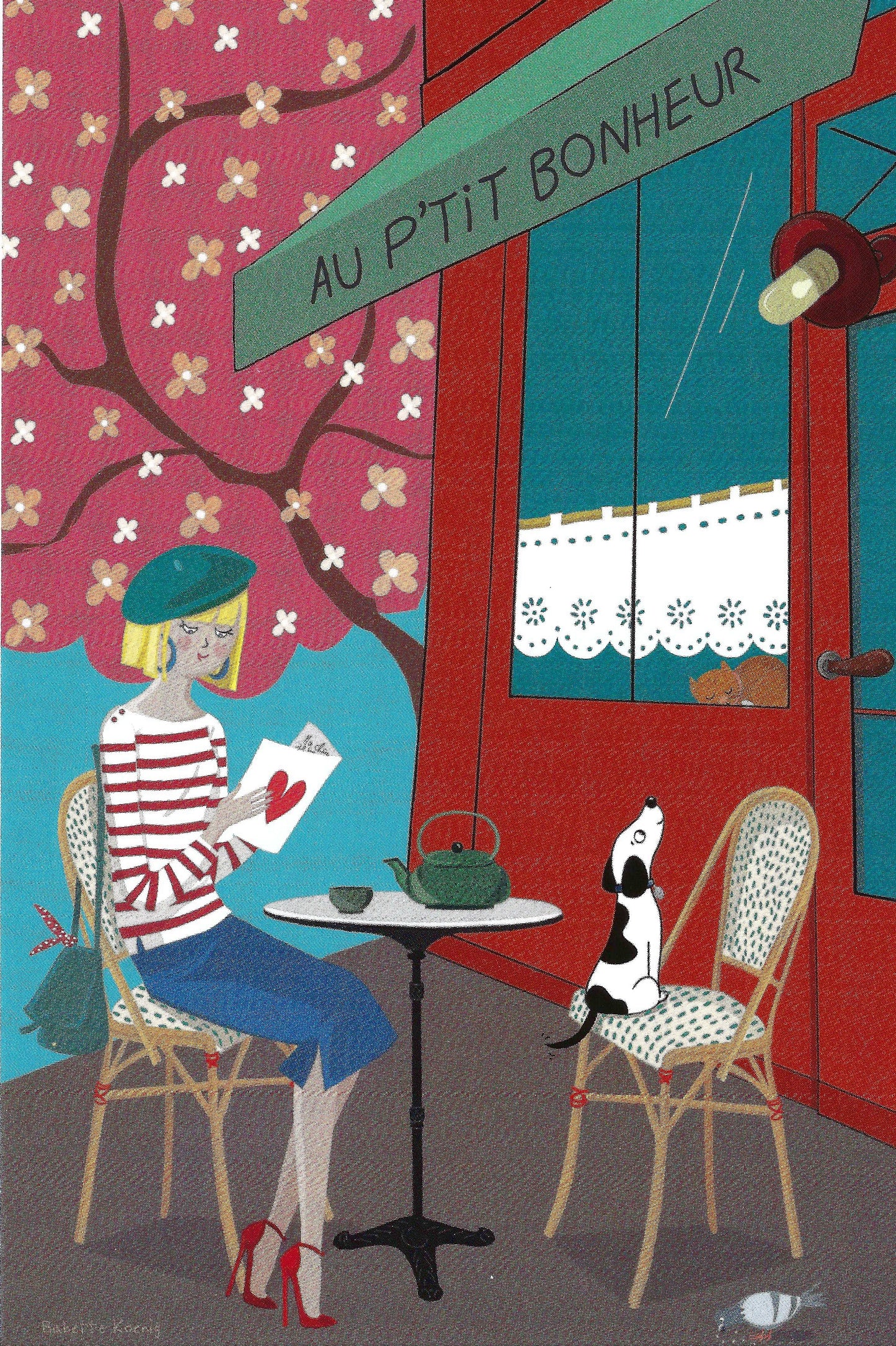 Editions Titi Pinson- Cafe - Dog - Heart - Postcard