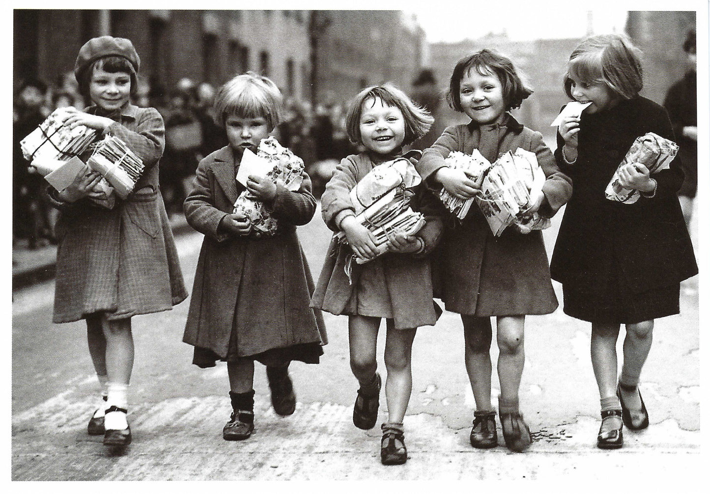 Children with New Toys - Photo - Postcard - B & W Photo - Postcard
