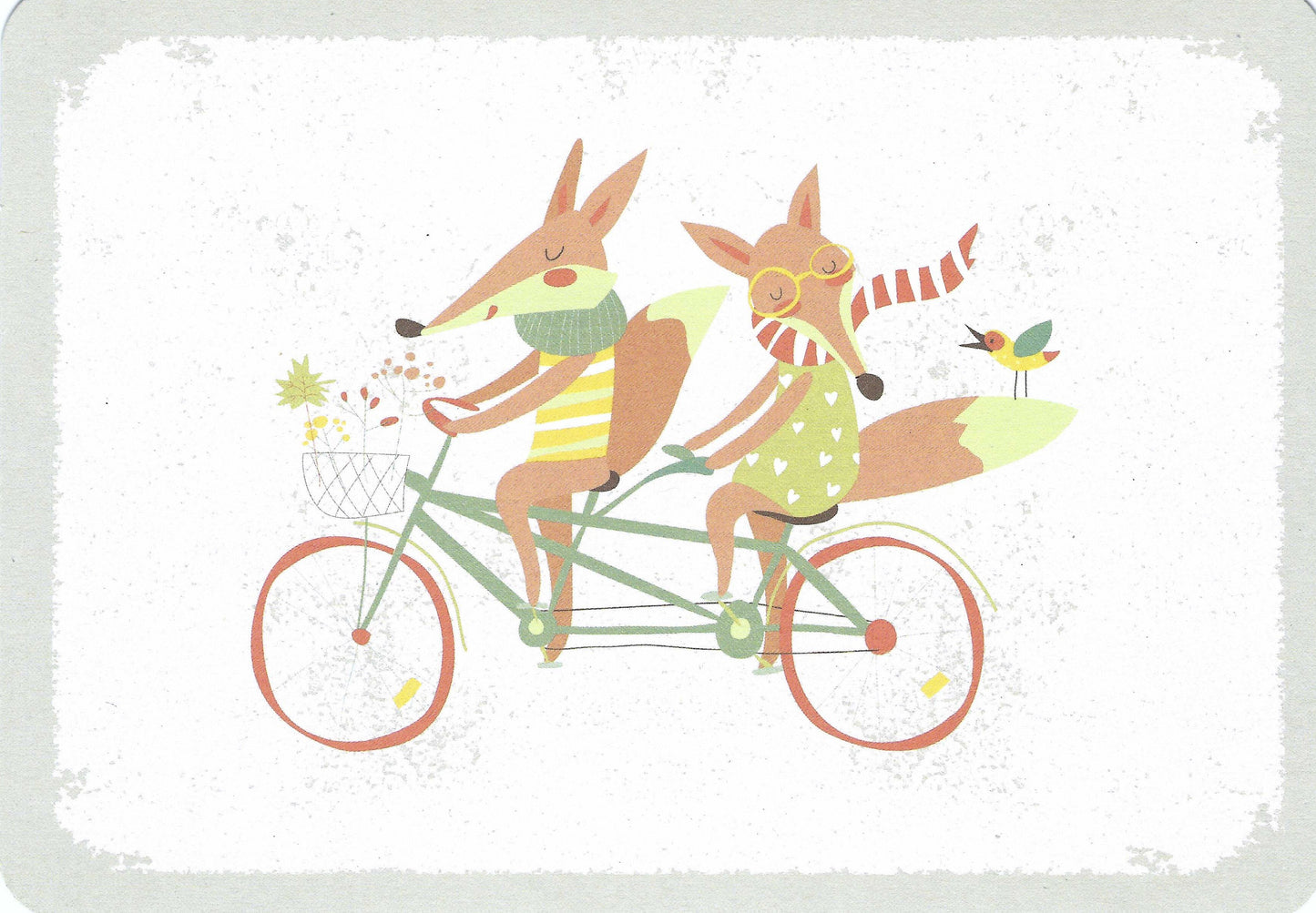 Foxes on Bicycle - Tandem Bicycle - Postcard by Gutrath Verlag