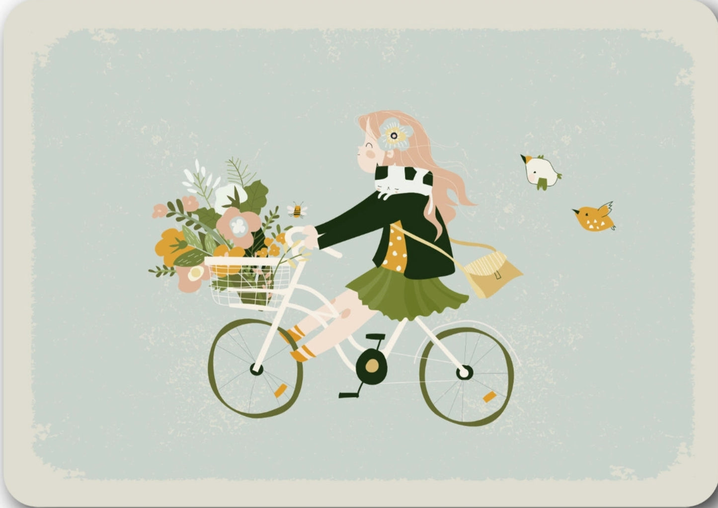 Gutrath Verlag - Bicycle Tour - Girl with Cat - Flowers - Postcard