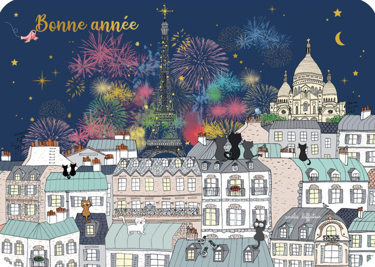 Happy New Year Postcard by Cartes d'Art with foil details