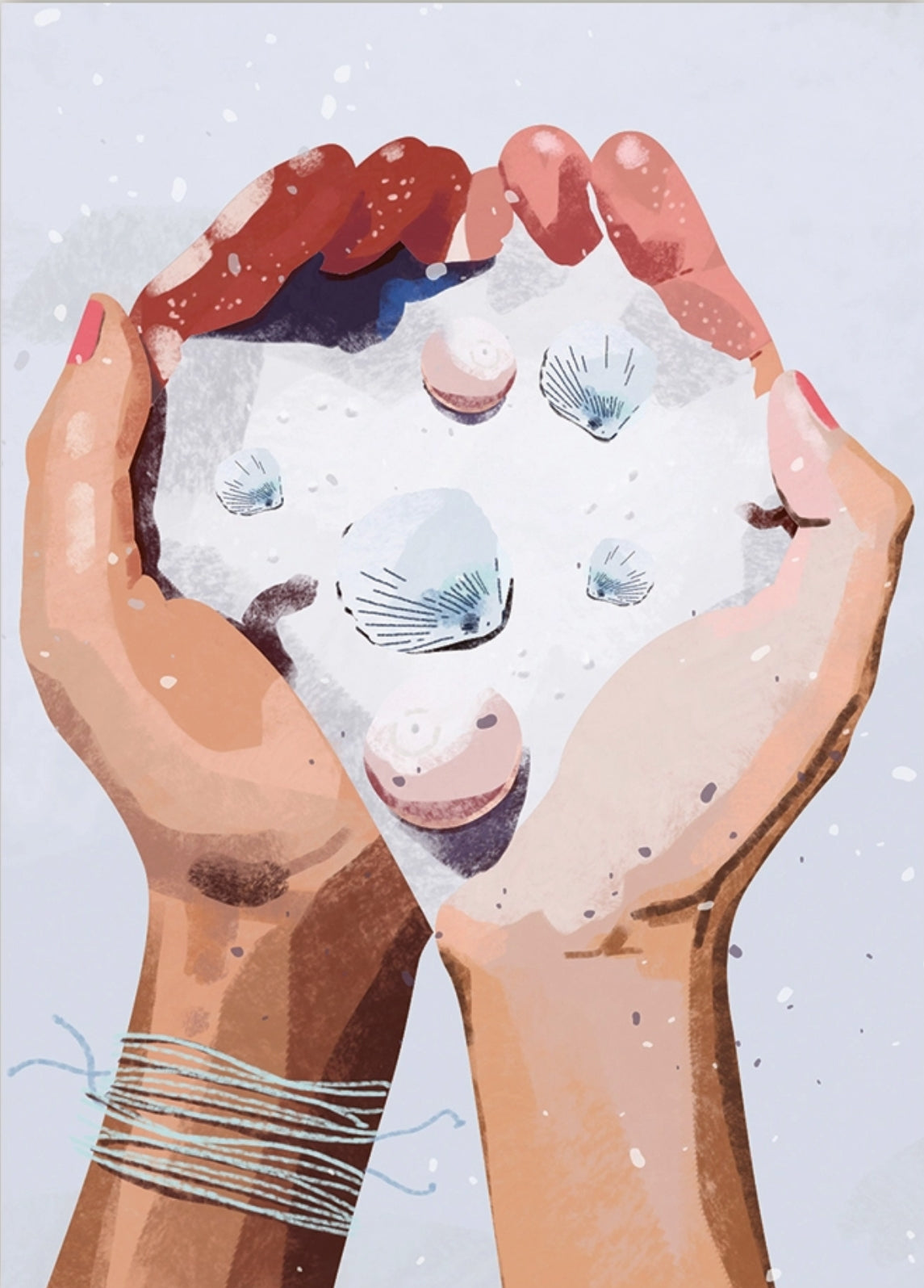 Hello Kaczi - Hands with Sand - Beach - Summer - Postcard