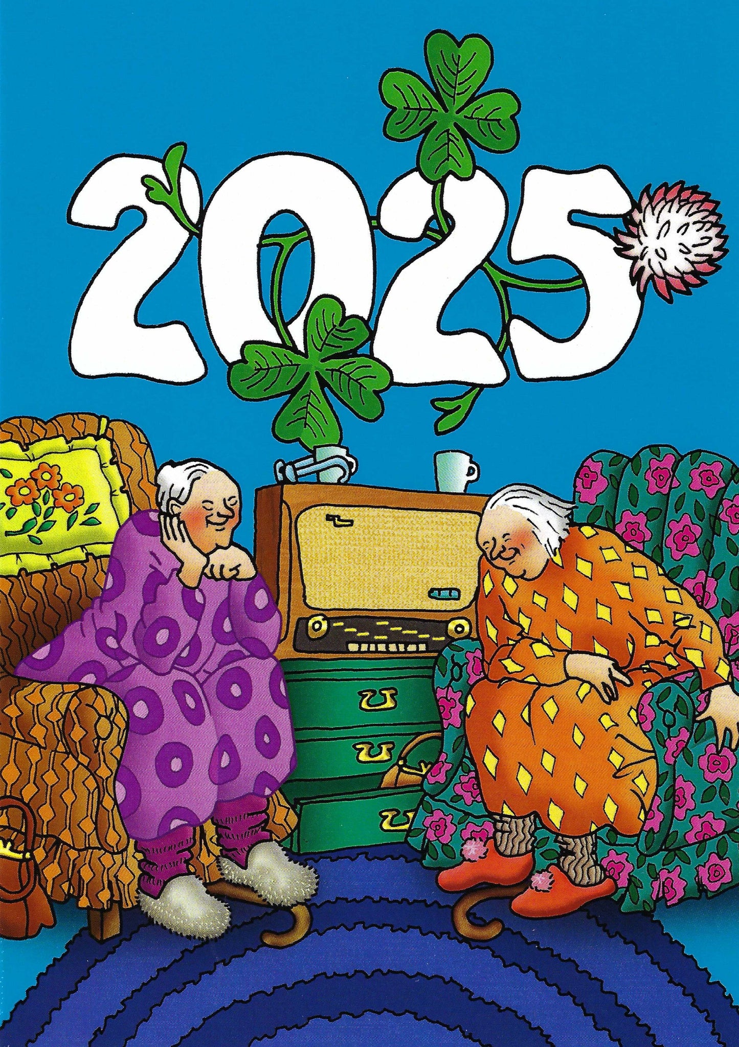 Inge Löök - Aunties - Friends - Old Ladies - 2025 - Women Listening to the Radio - Postcard