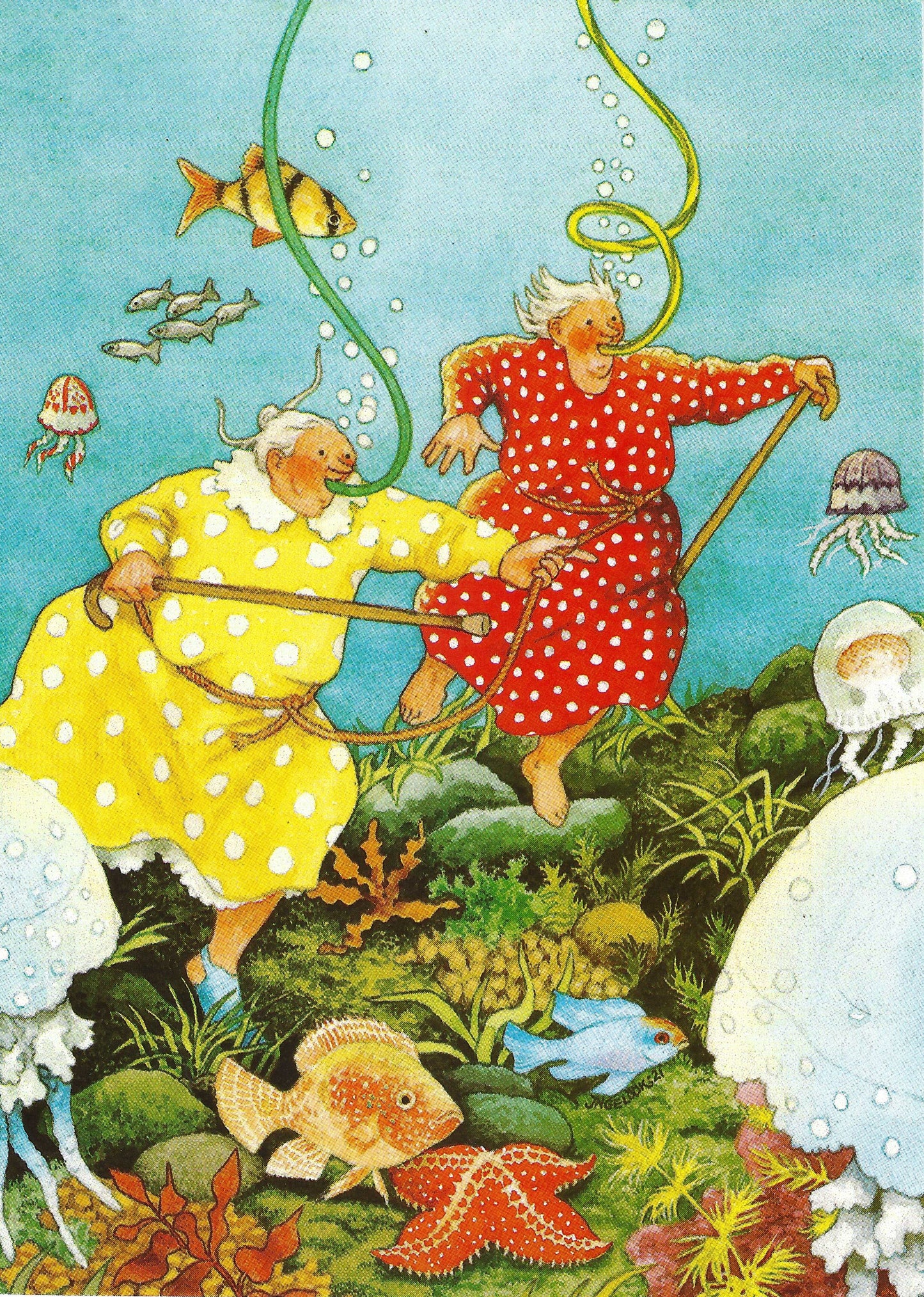 Inge Löök - Aunties - Friends - Old Ladies - Diving - Underwater - Fish - Postcard