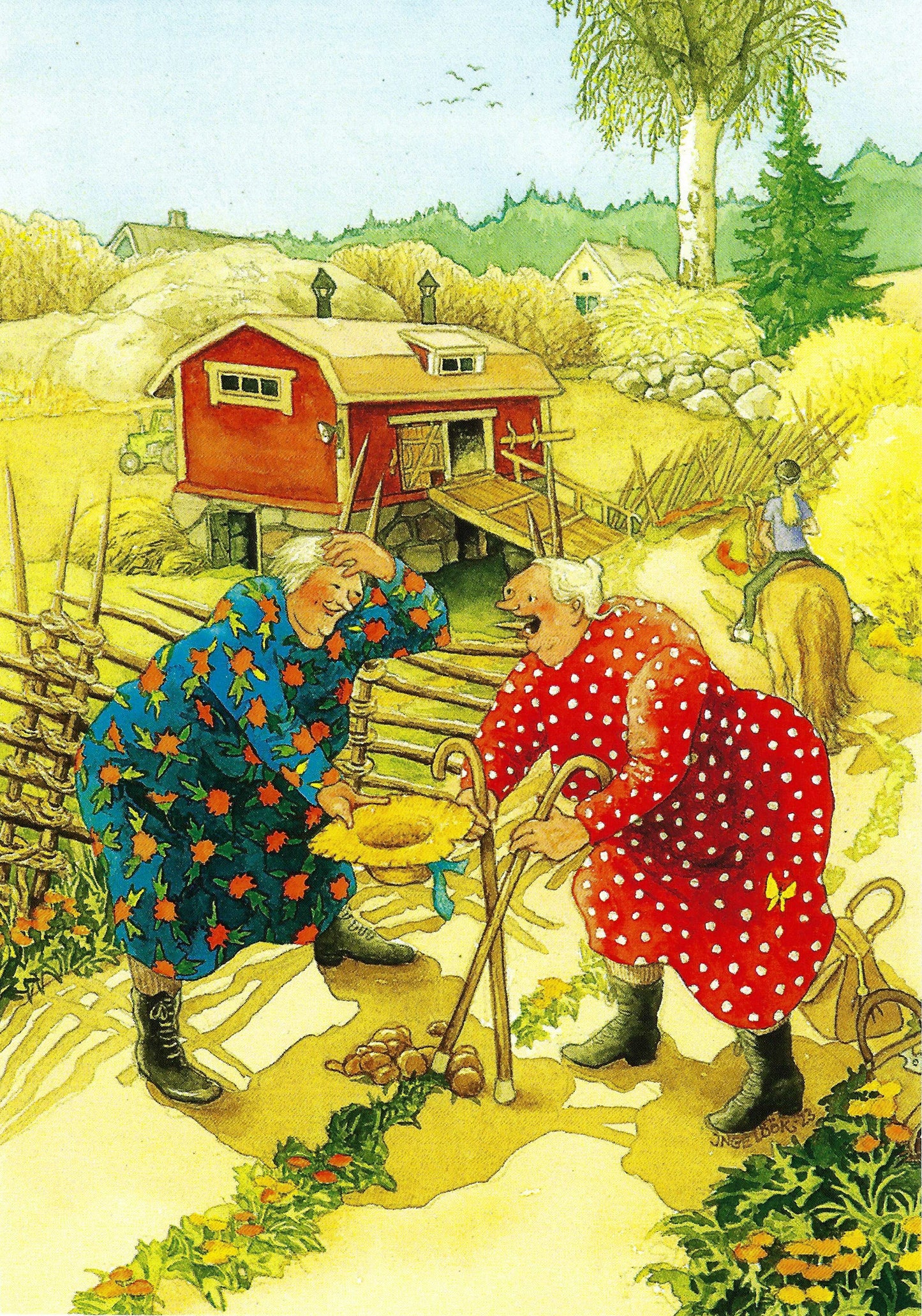 Inge Löök - Aunties - Friends - Old Ladies - Women Walking in the Country - Postcard
