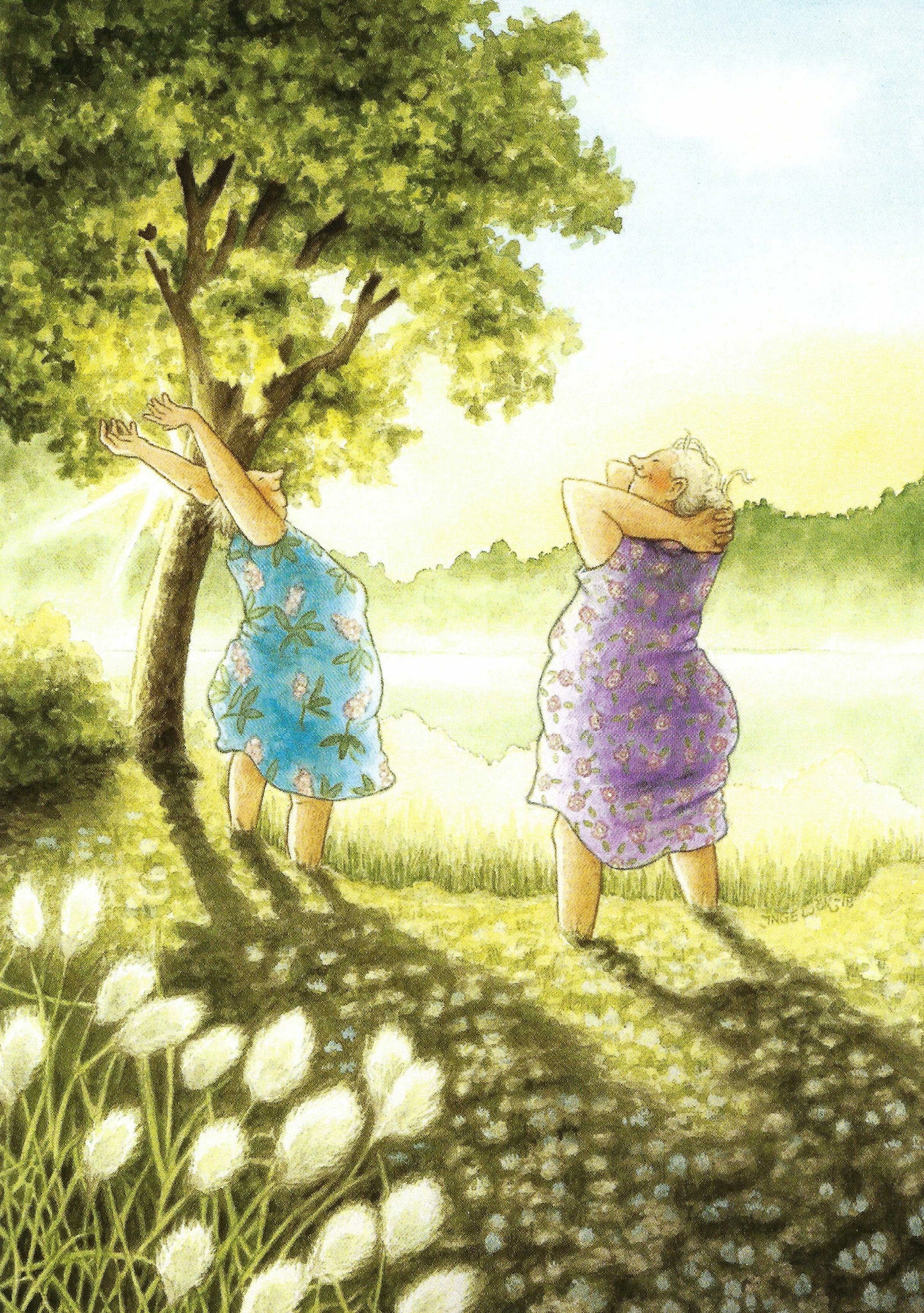 Inge Löök - Aunties - Friends - Old Ladies - Women Welcome the Sun - Postcard