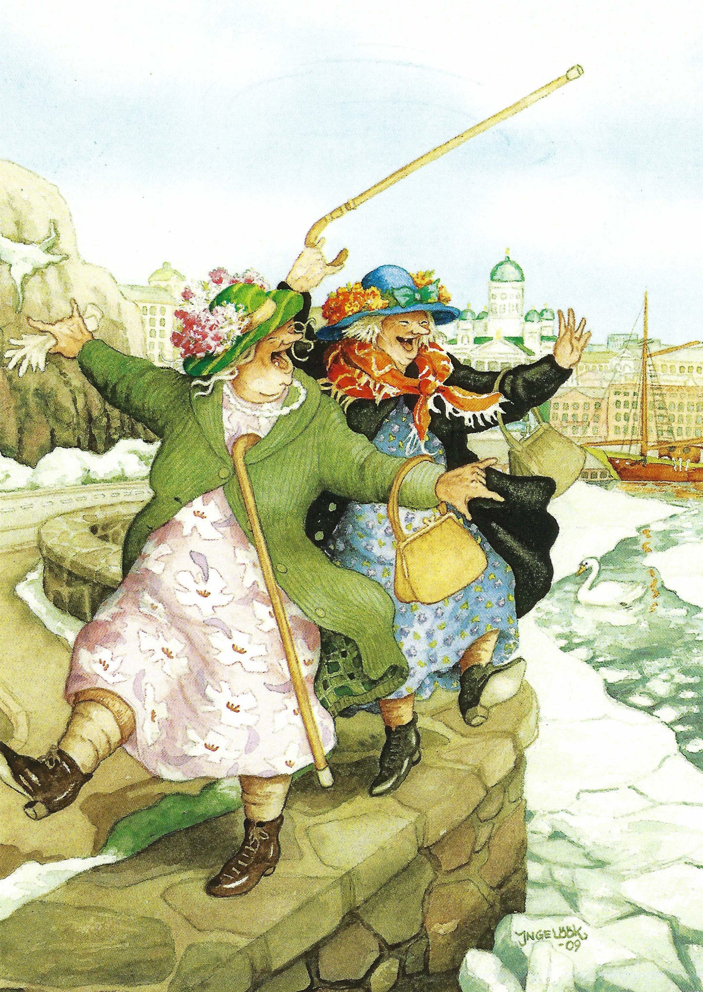 Inge Löök - Aunties - Friends - Old Ladies - Women on the Harbor Wall - Postcard