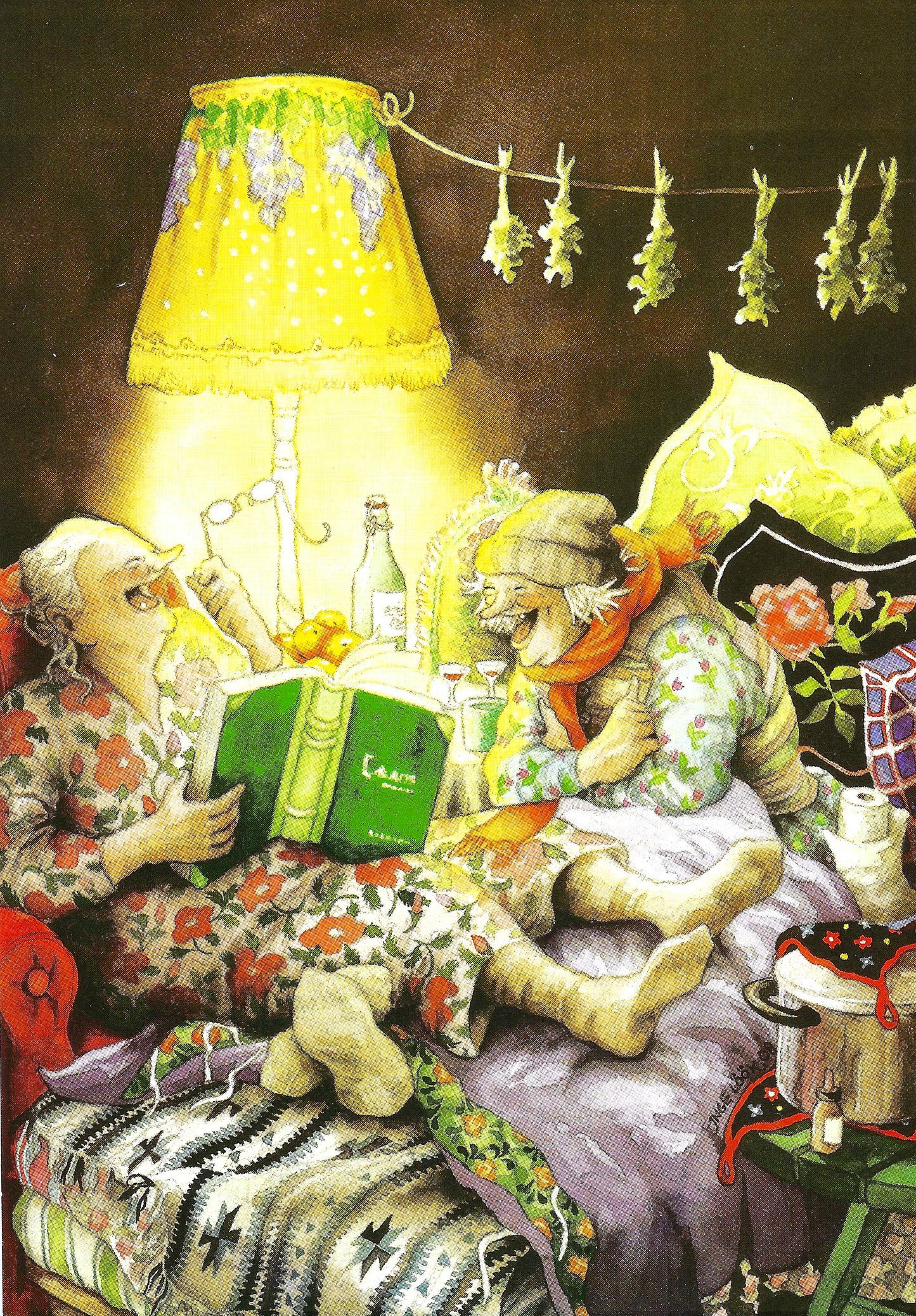 Inge Löök - Aunties - Old Ladies - Friends - Women Reading in Armchair - Postcard