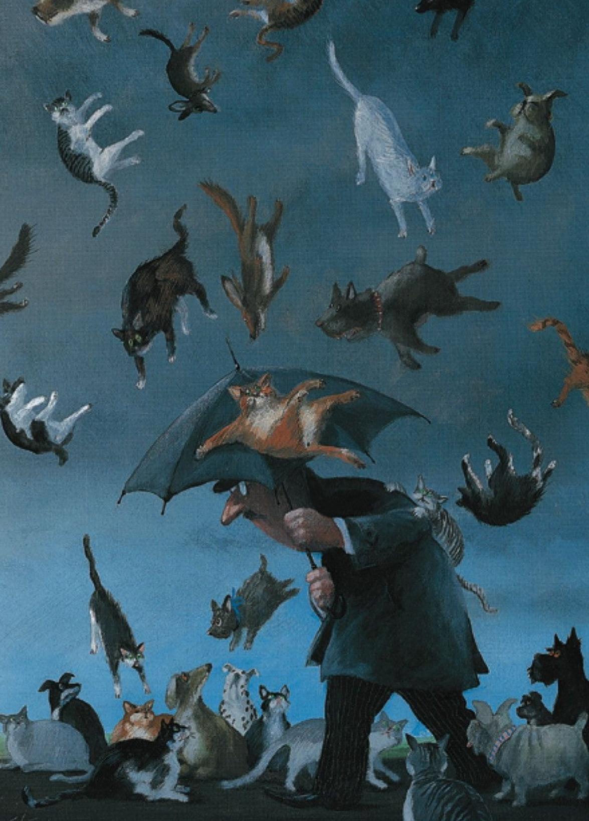 Inkognito Postcard - Raining Cats and Dogs
