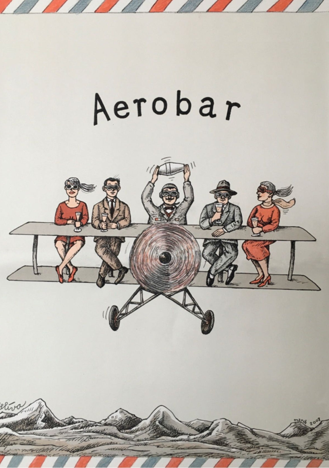 Inkognito - Aerobar - Airplane - Bar - Biplane - Cocktails - Postcard