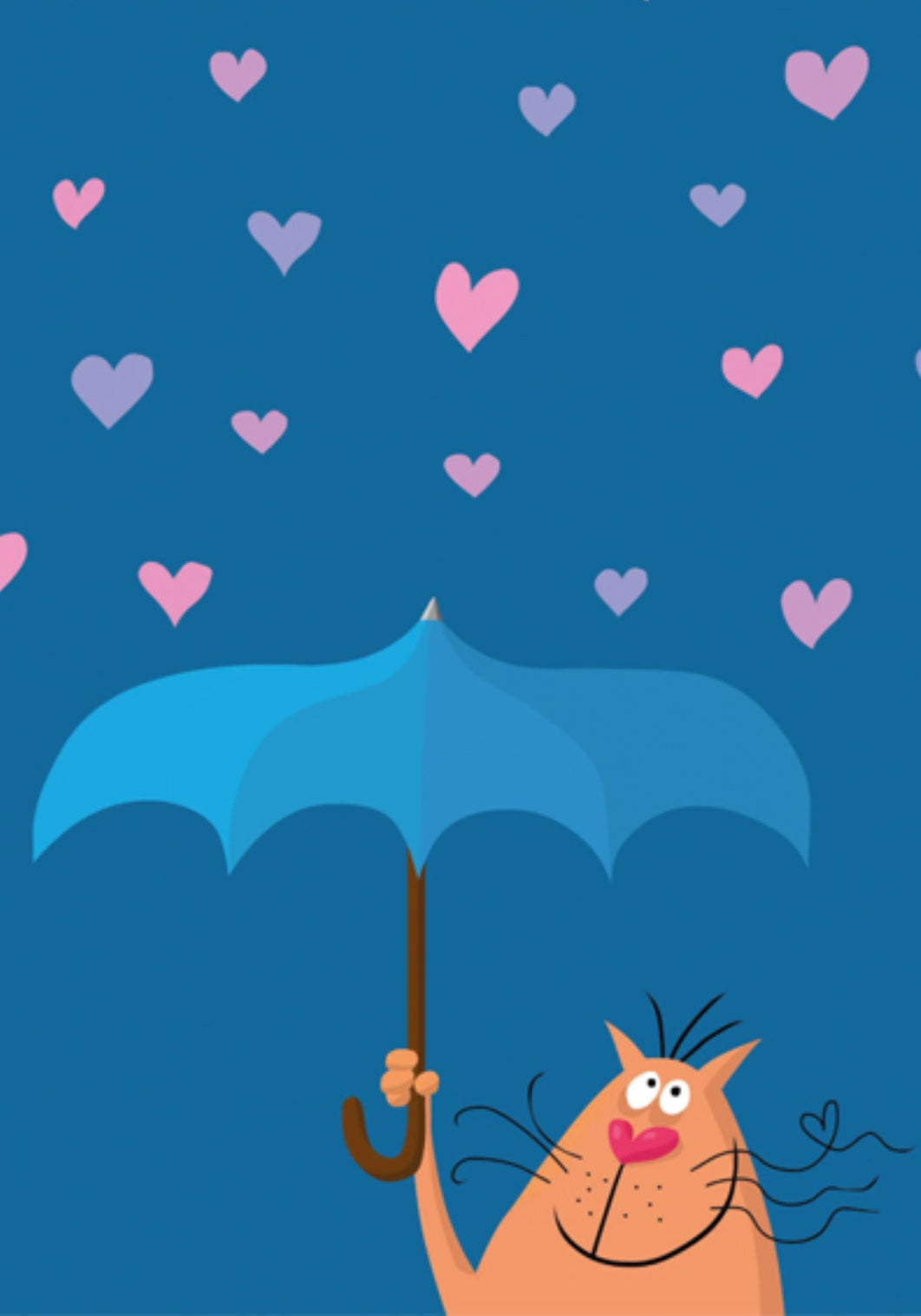 Inkognito - Cat - Umbrella - Hearts - Love - Postcard