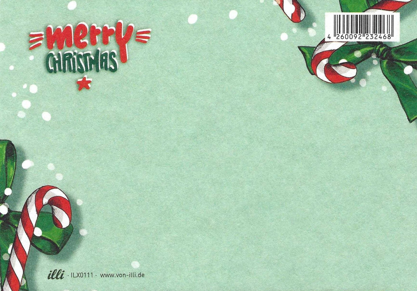 Candy Cane Christmas Postcard Back by Nobis Design