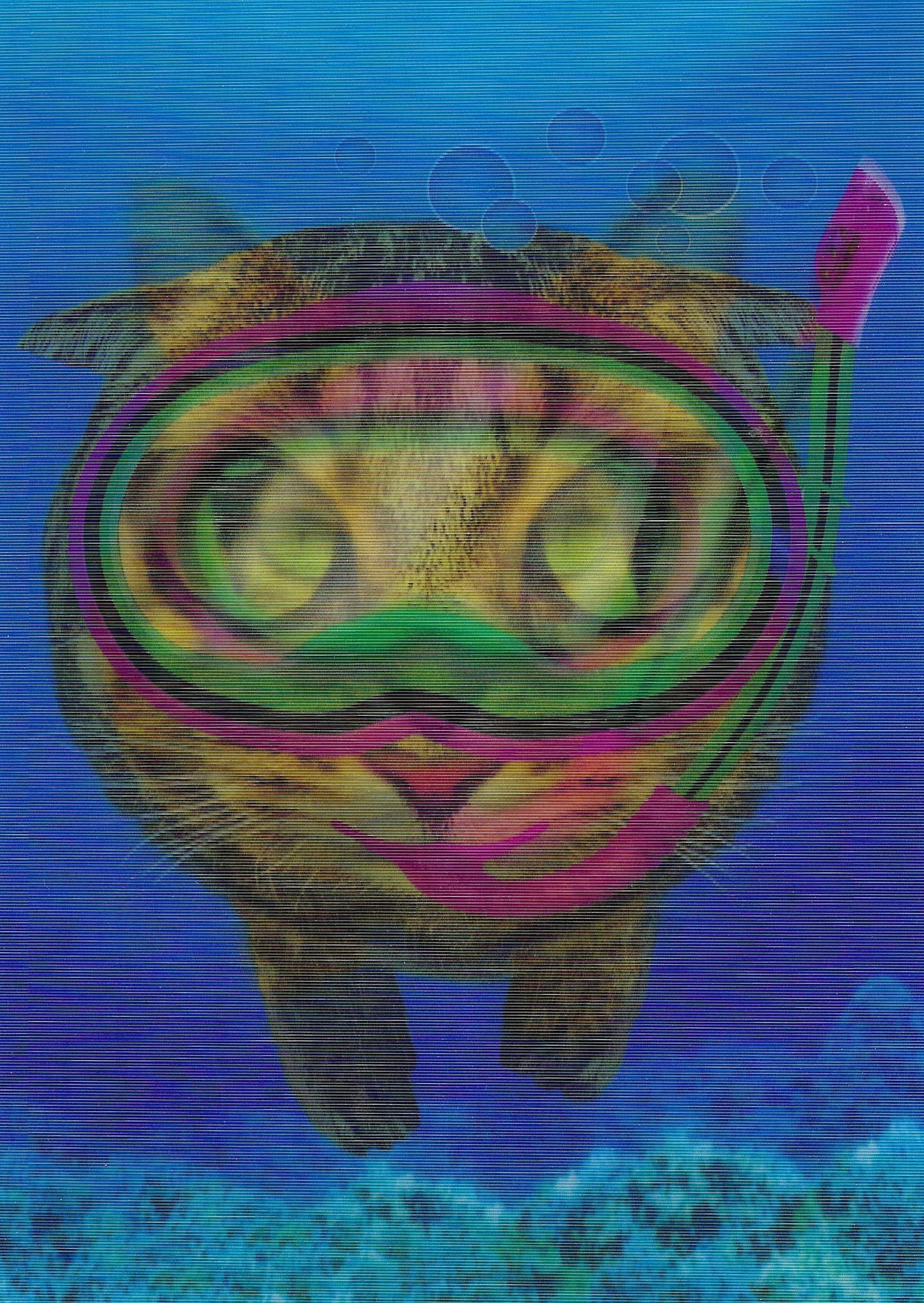 L.M. Kartenvertrieb - Diving Cat - Snorkeling - Ocean - Lenticular Postcard
