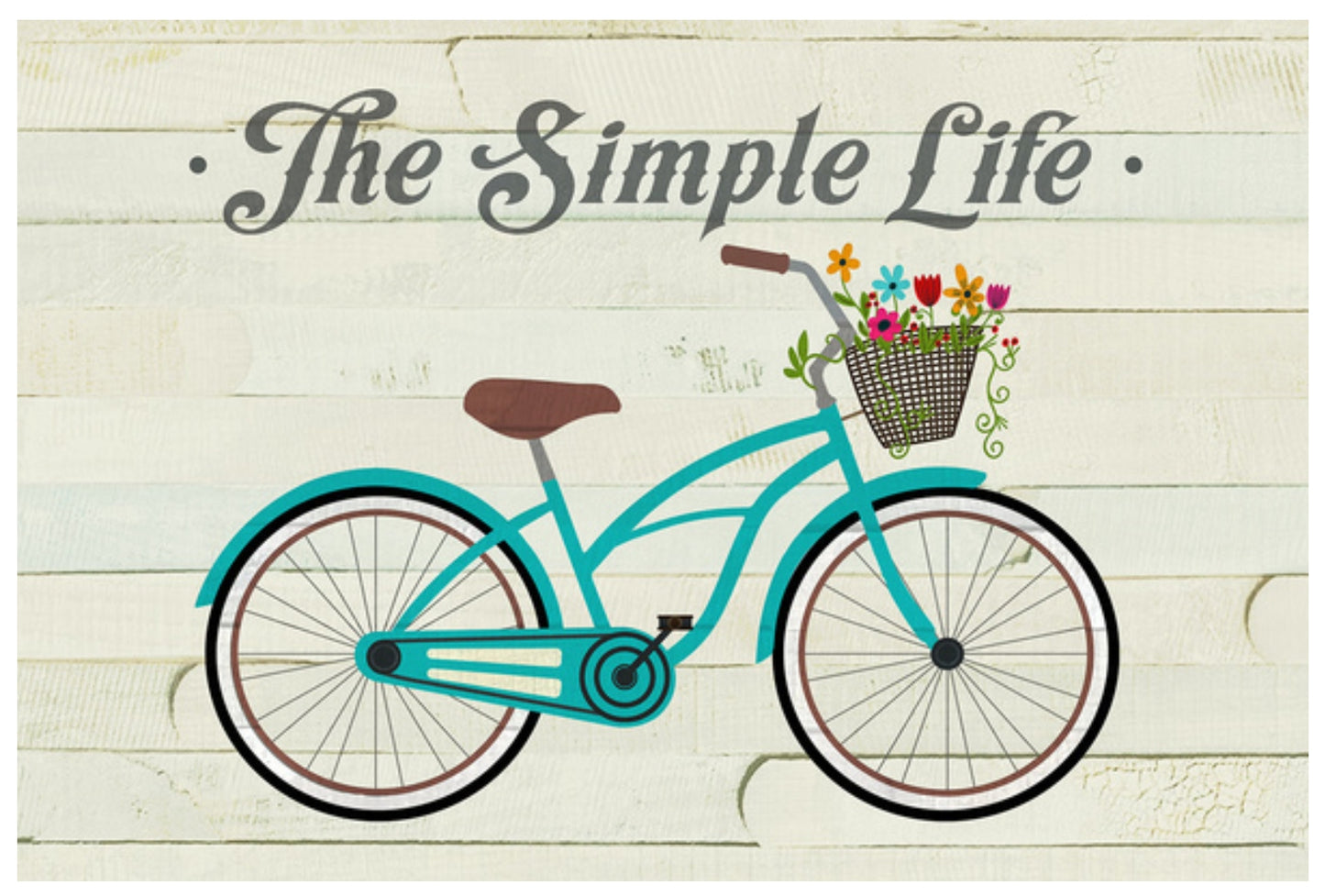 Lantern Press Postcard - Beach Cruiser and Basket - The Simple Life