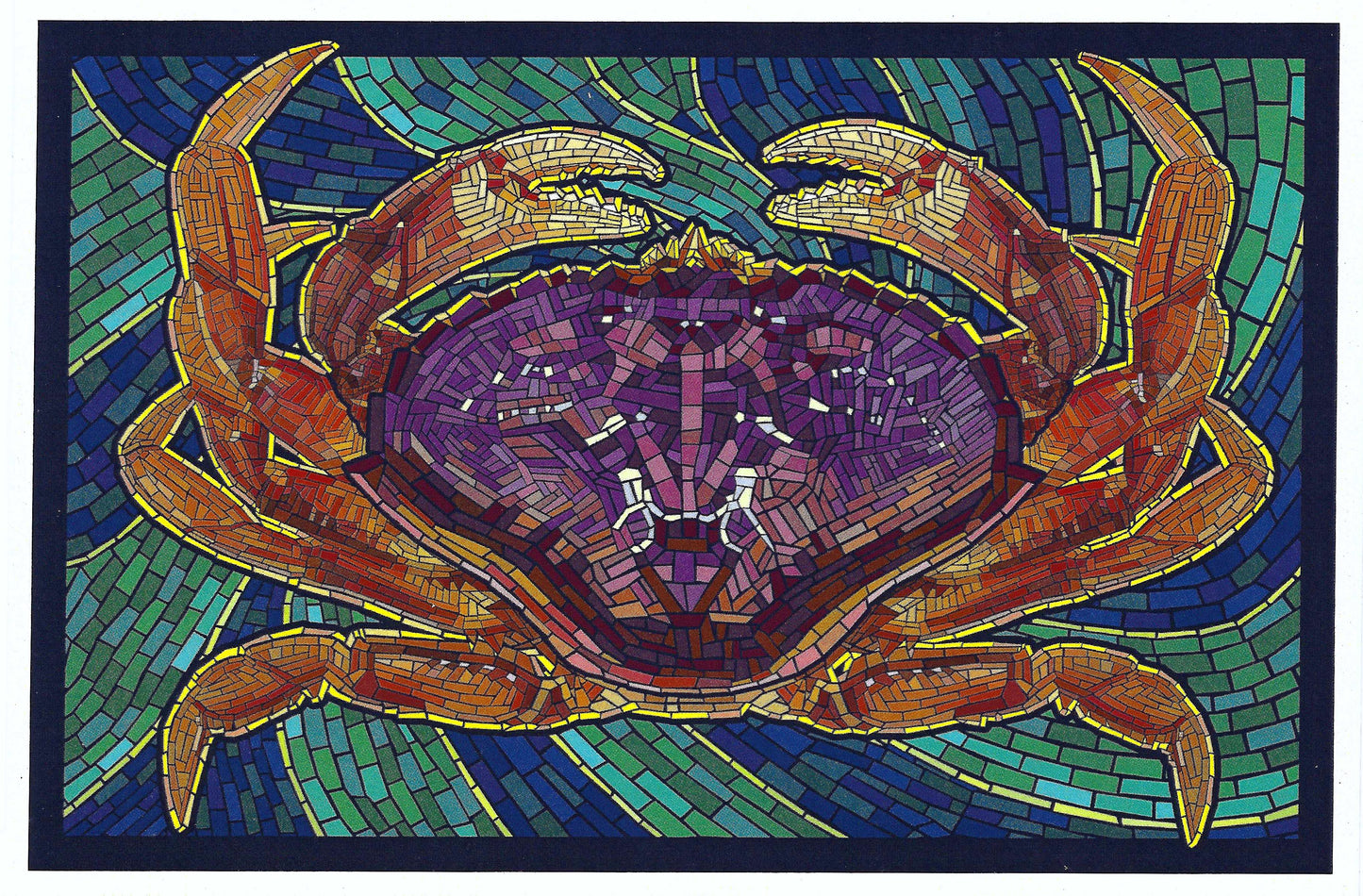Lantern Press - Dungeness Crab - Paper Mosaic - Postcard